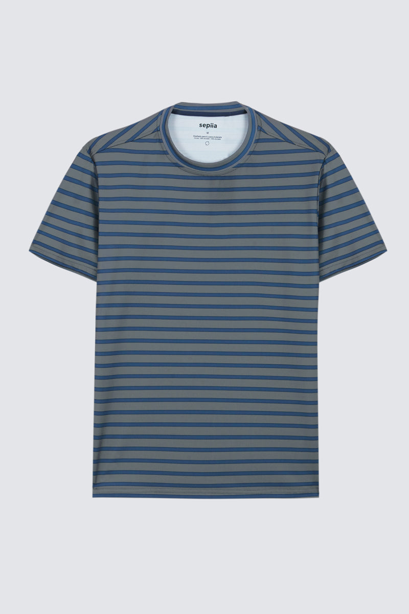 Camiseta rayas grises de hombre
