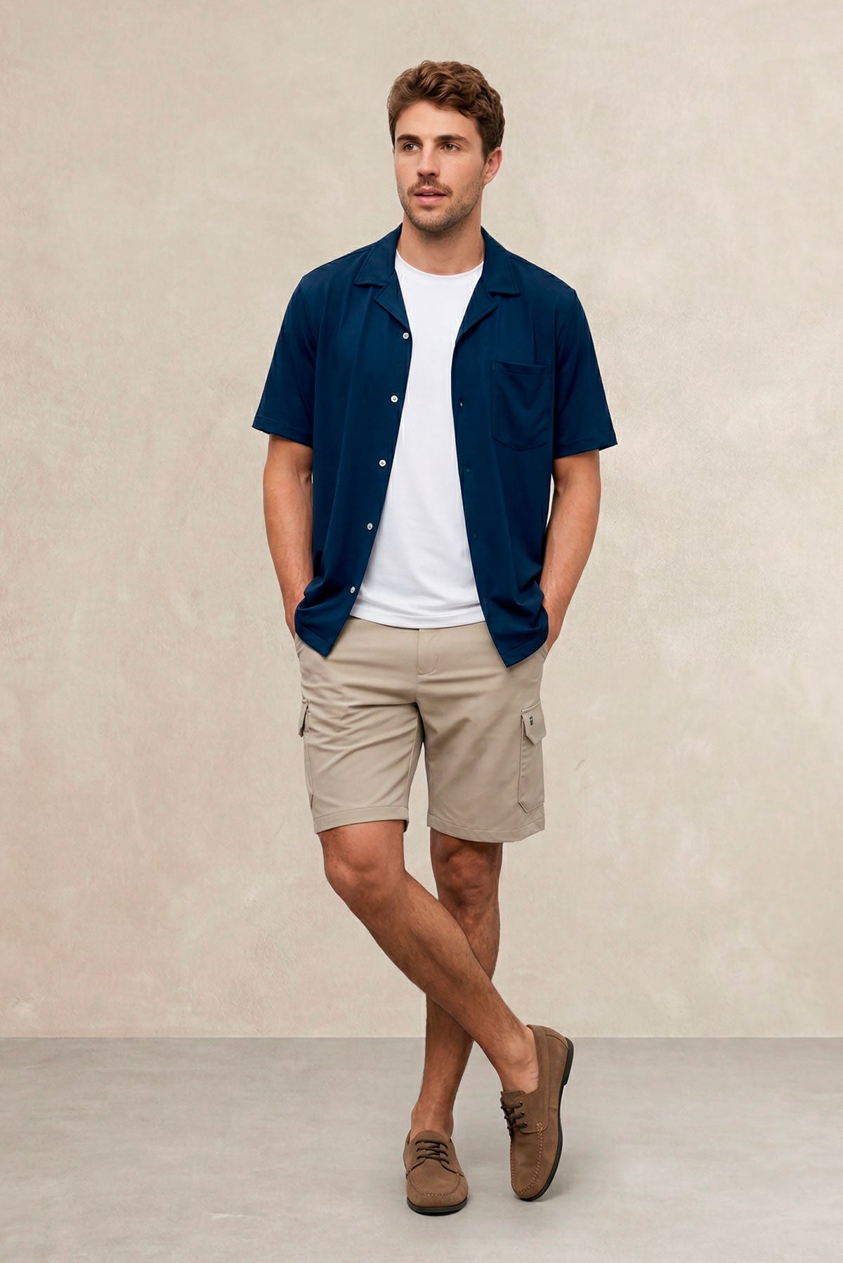 Bermuda cargo hombre beige
