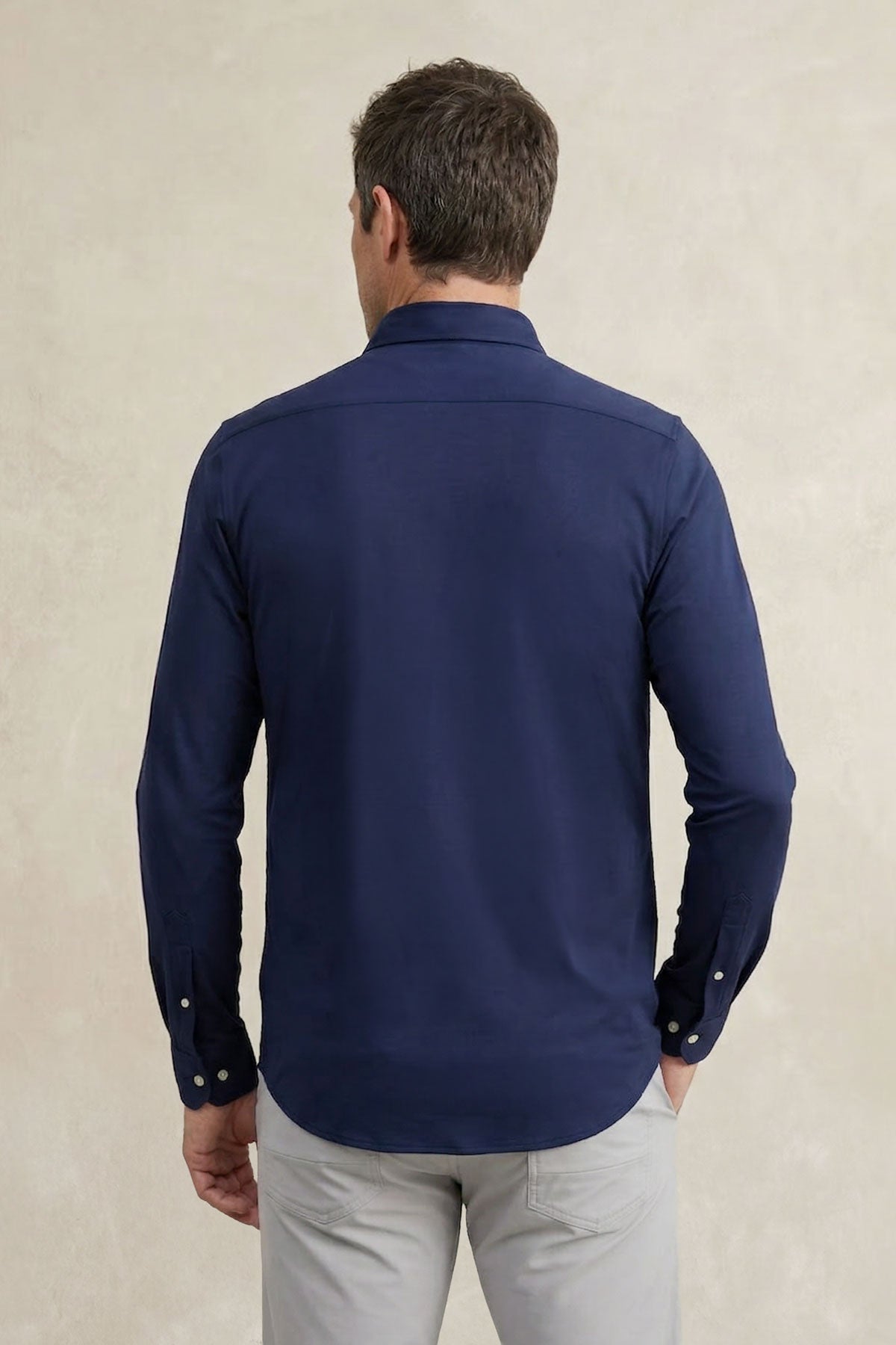 Camisa casual hombre azul oscuro regular