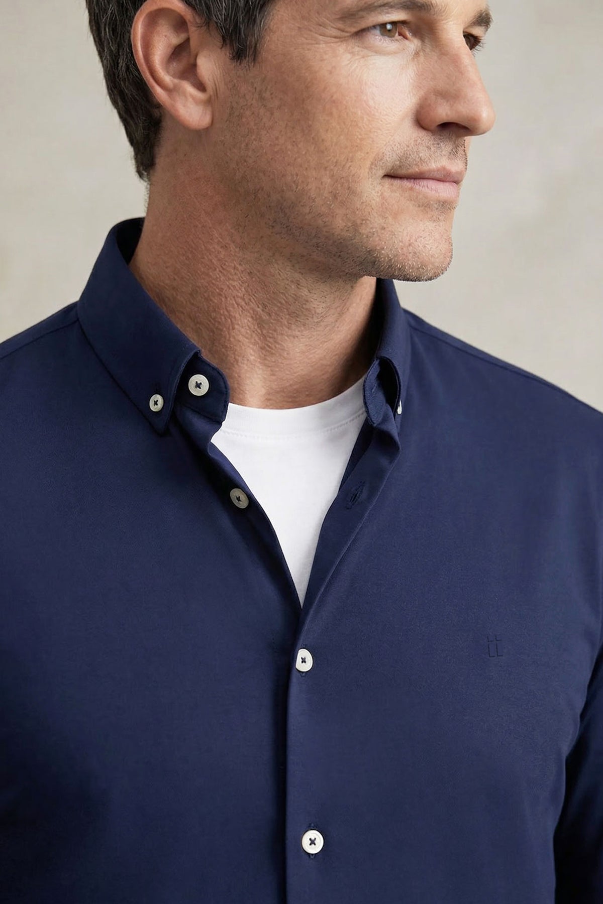 Camisa casual hombre azul oscuro regular