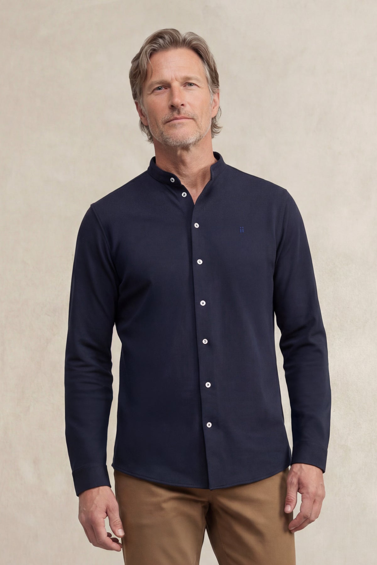 Camisa casual hombre cuello mao hombre azul oscuro Ranger