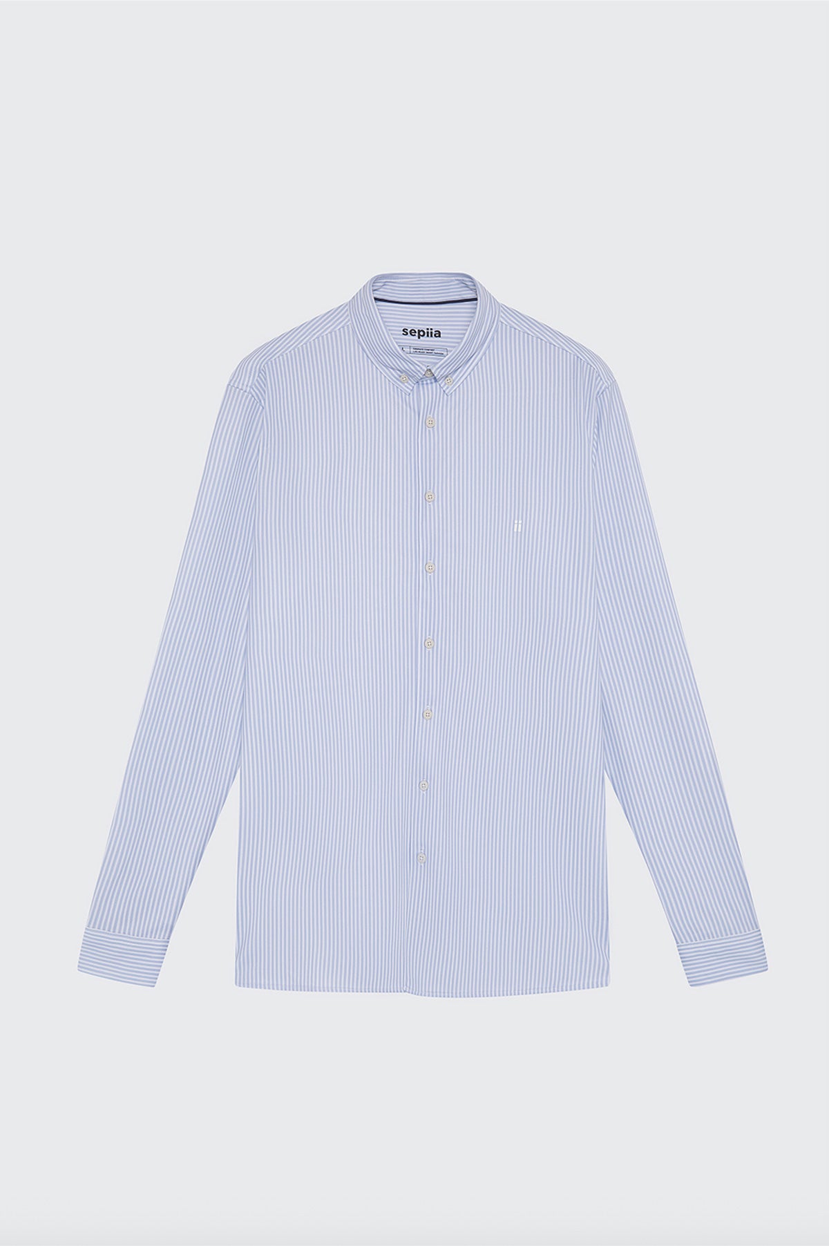 Camisa casual hombre estampado rayas azules regular detalle 