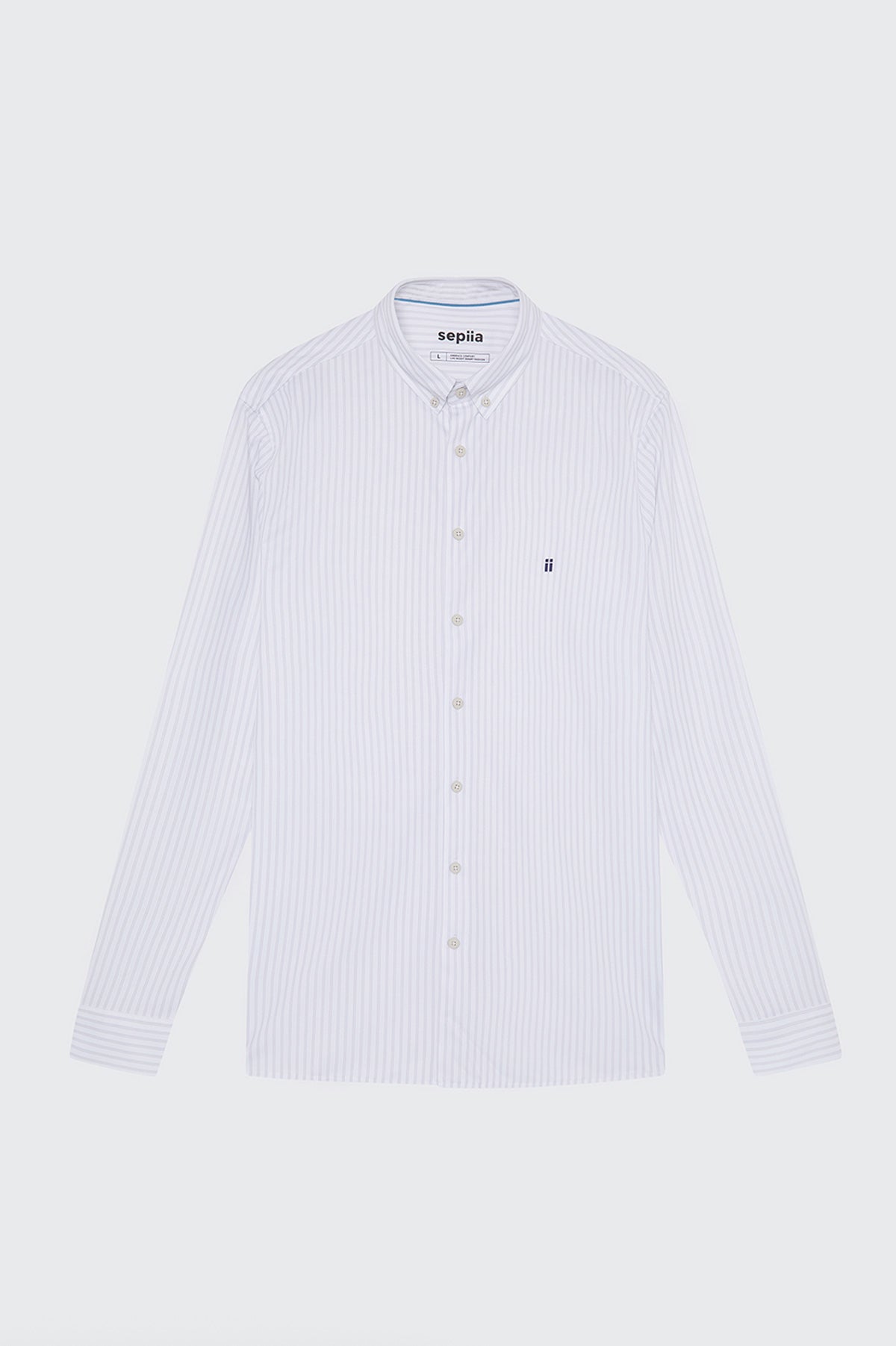 Camisa casual hombre estampado con rayas gris regular