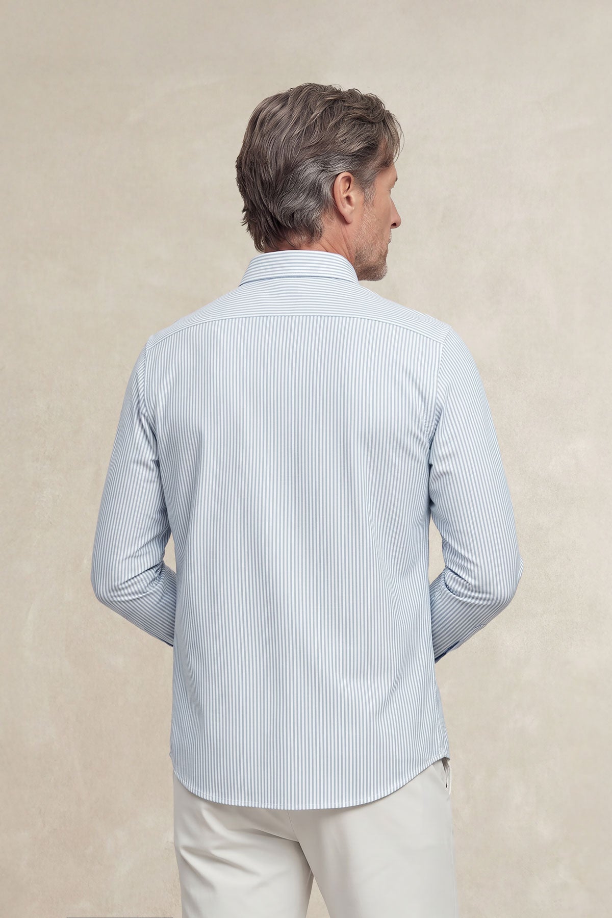 Men's casual blue striped regular fit shirt