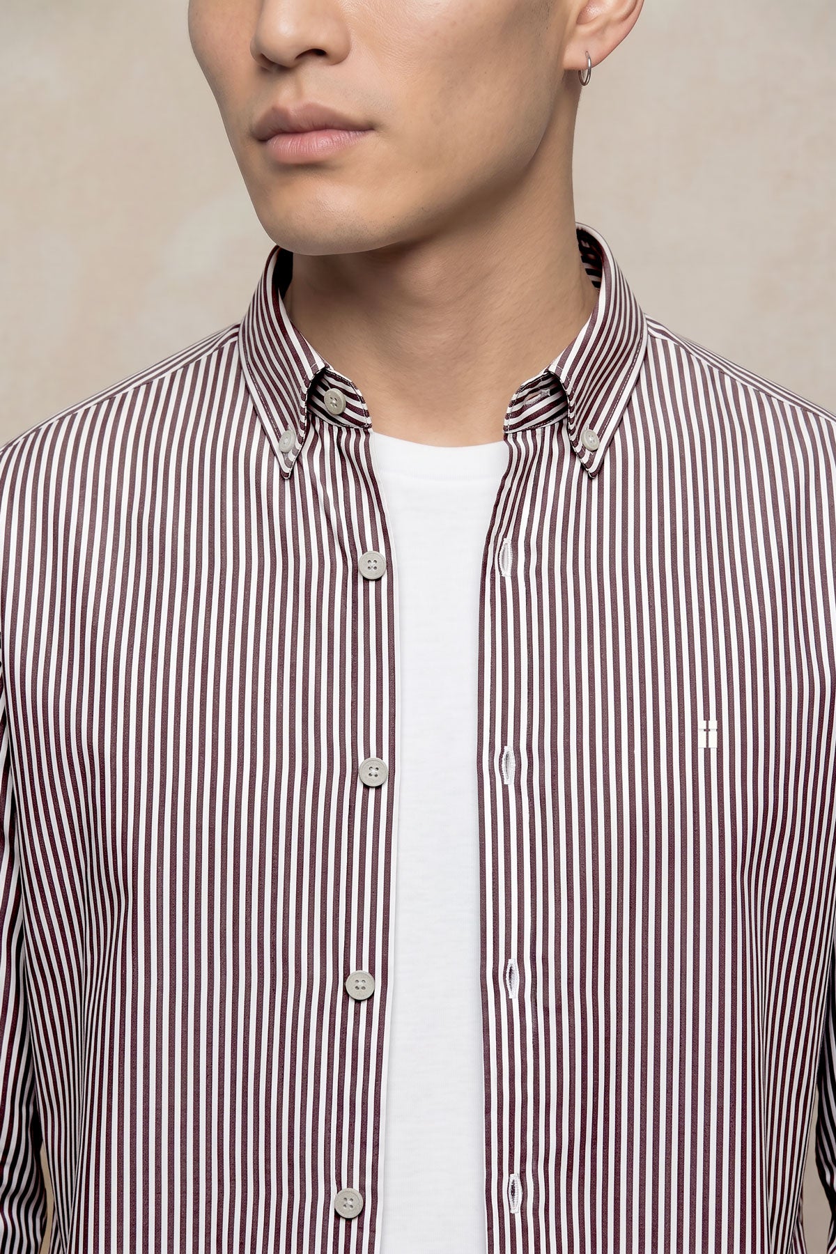 Men's casual purple striped regular shirt