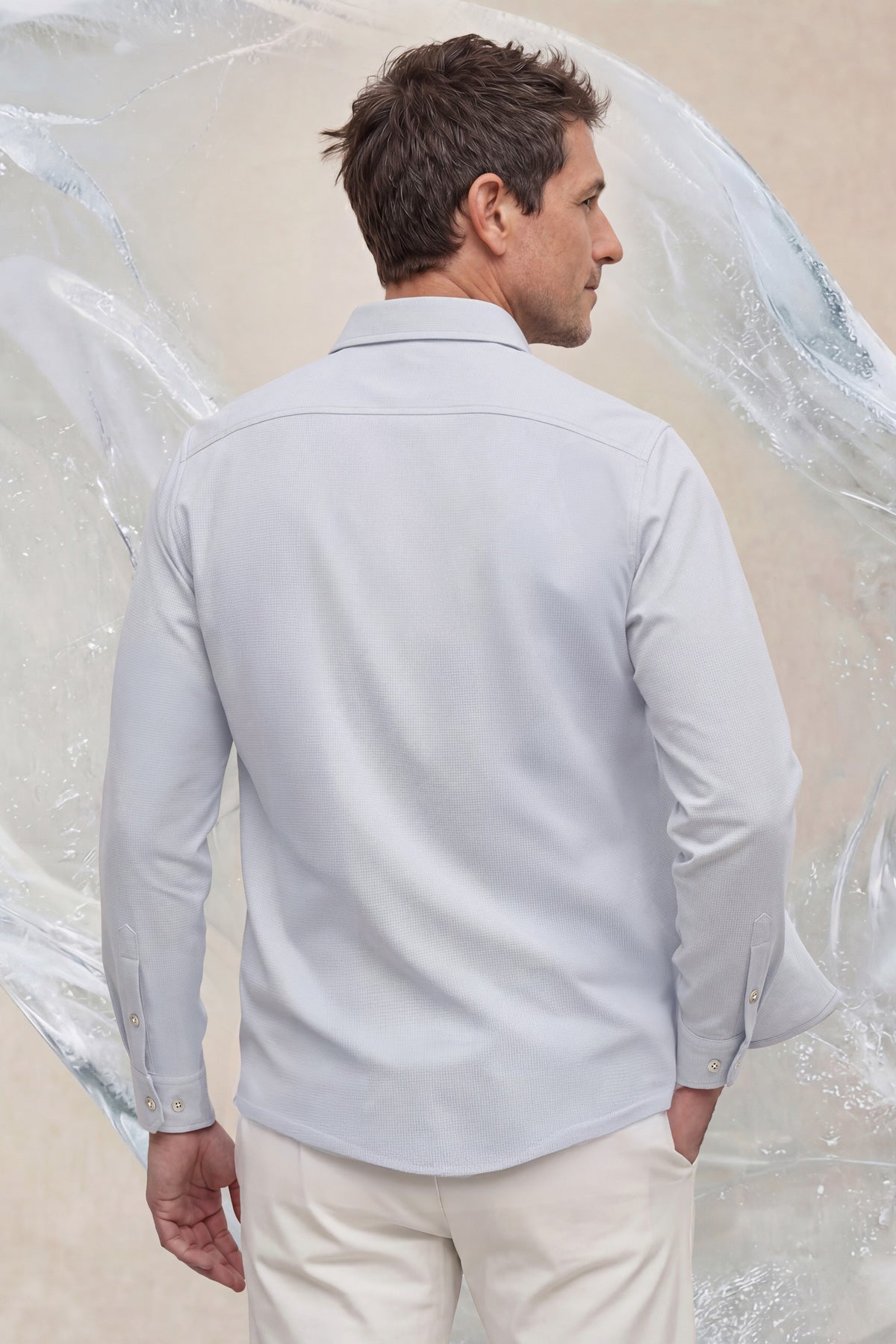 Camisa casual hombre estampado cuadros azul claro regular Ice
