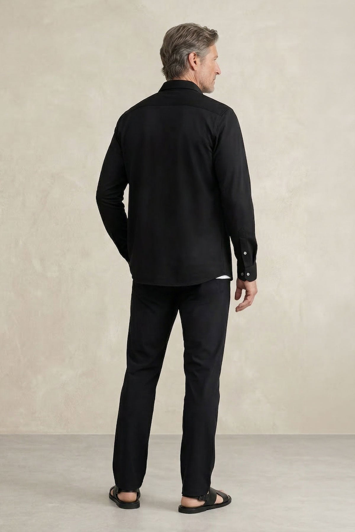 Camisa casual hombre negro regular
