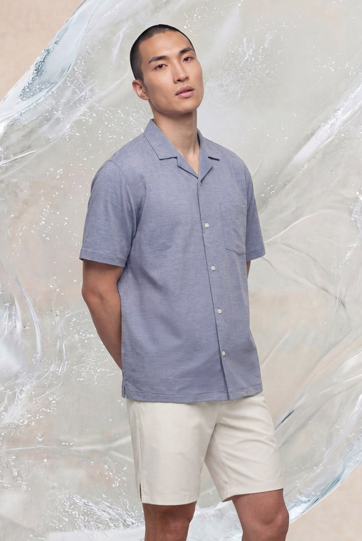 Camisa bowling ICE azul manga corta hombre