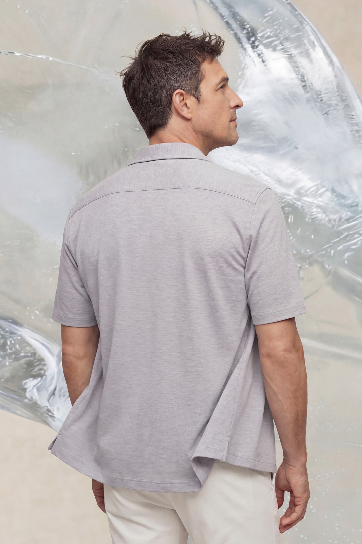 Camisa casual manga corta hombre bowling gris Ice