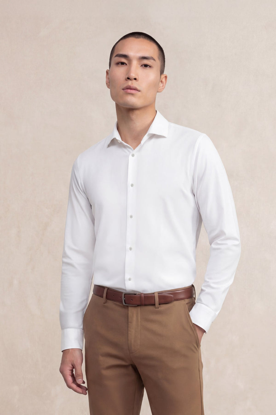 Camisa blanca slim de vestir hombre