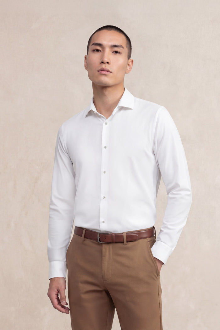 Camisa blanca slim de vestir hombre
