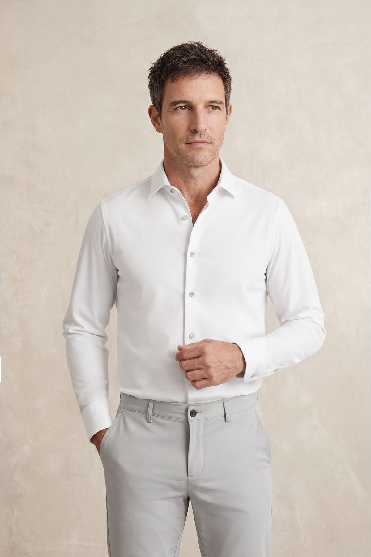 Camisa de vestir hombre blanco regular
