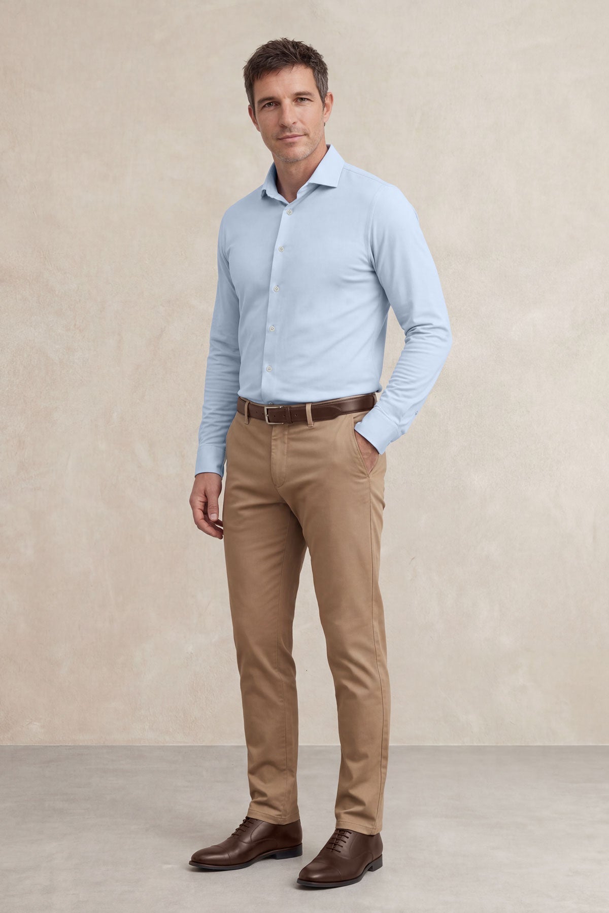 Camisa social masculina slim azul claro