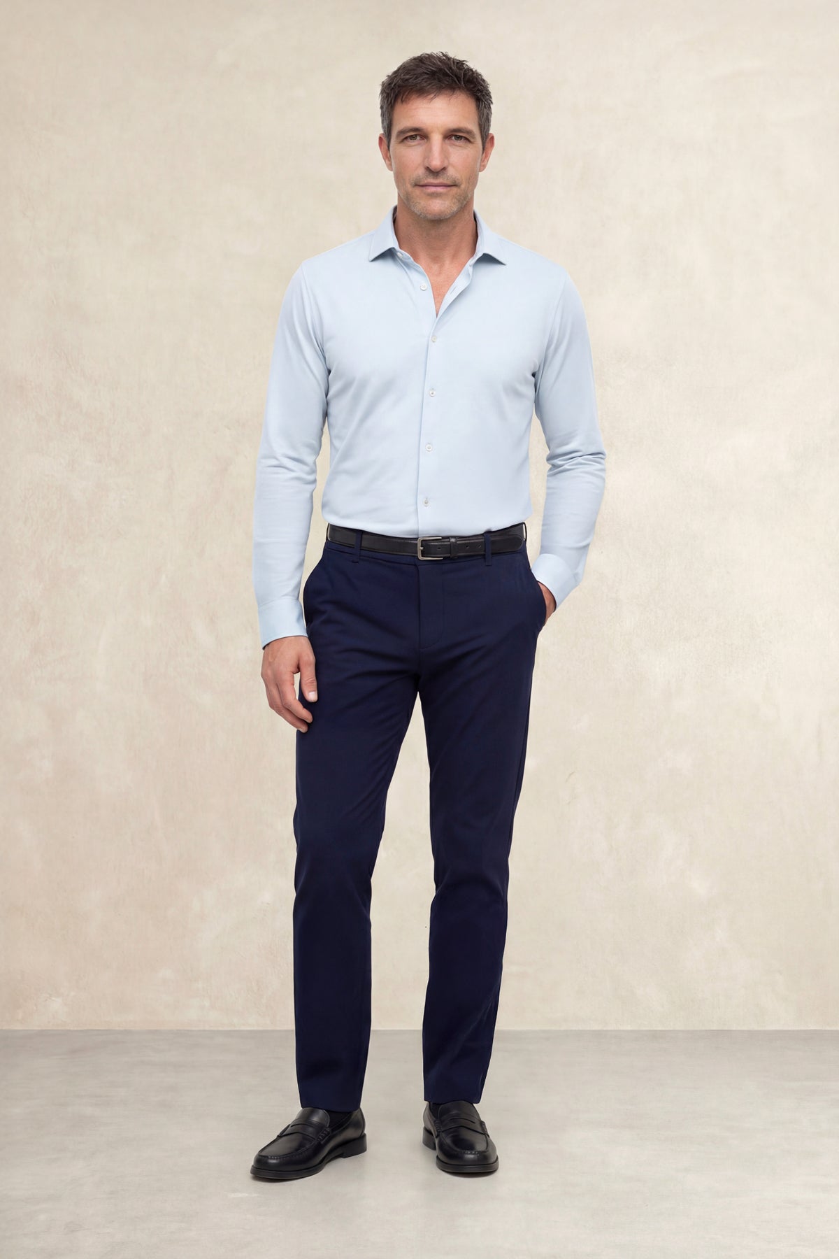 Camisa de vestir hombre estampado flecha celeste regular Sepiia - vista de espalda