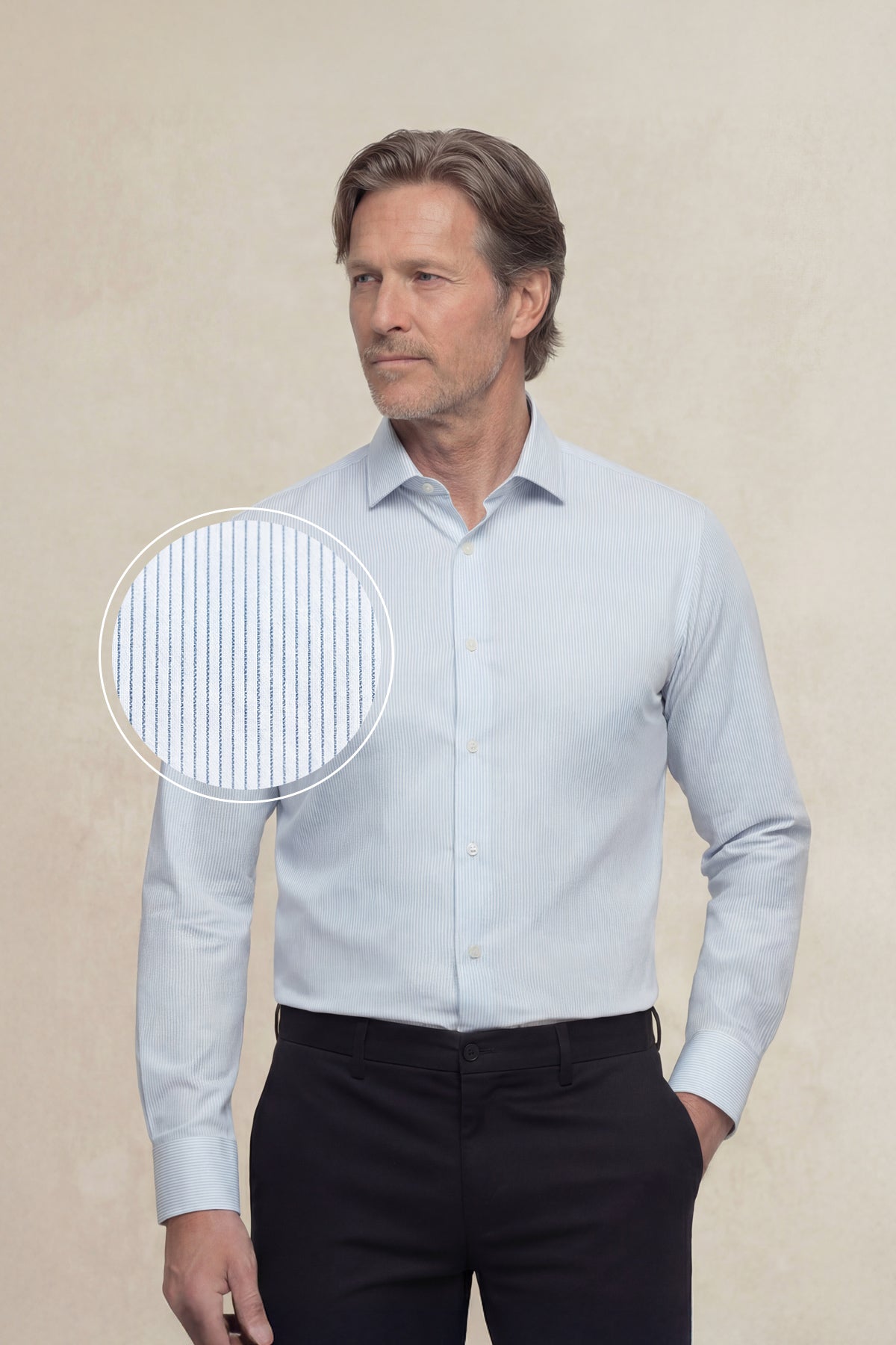 Camisa de vestir hombre estampado rayas azul marino regular total look