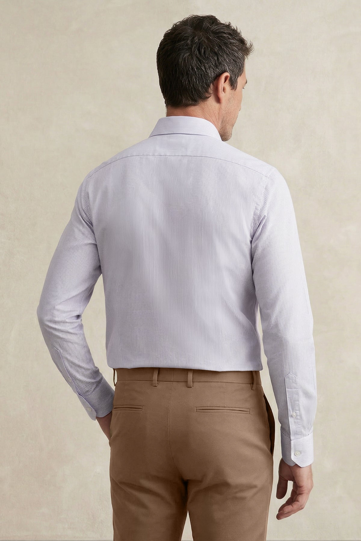 Camisa Social Masculina Riscas Roxa Regular 2