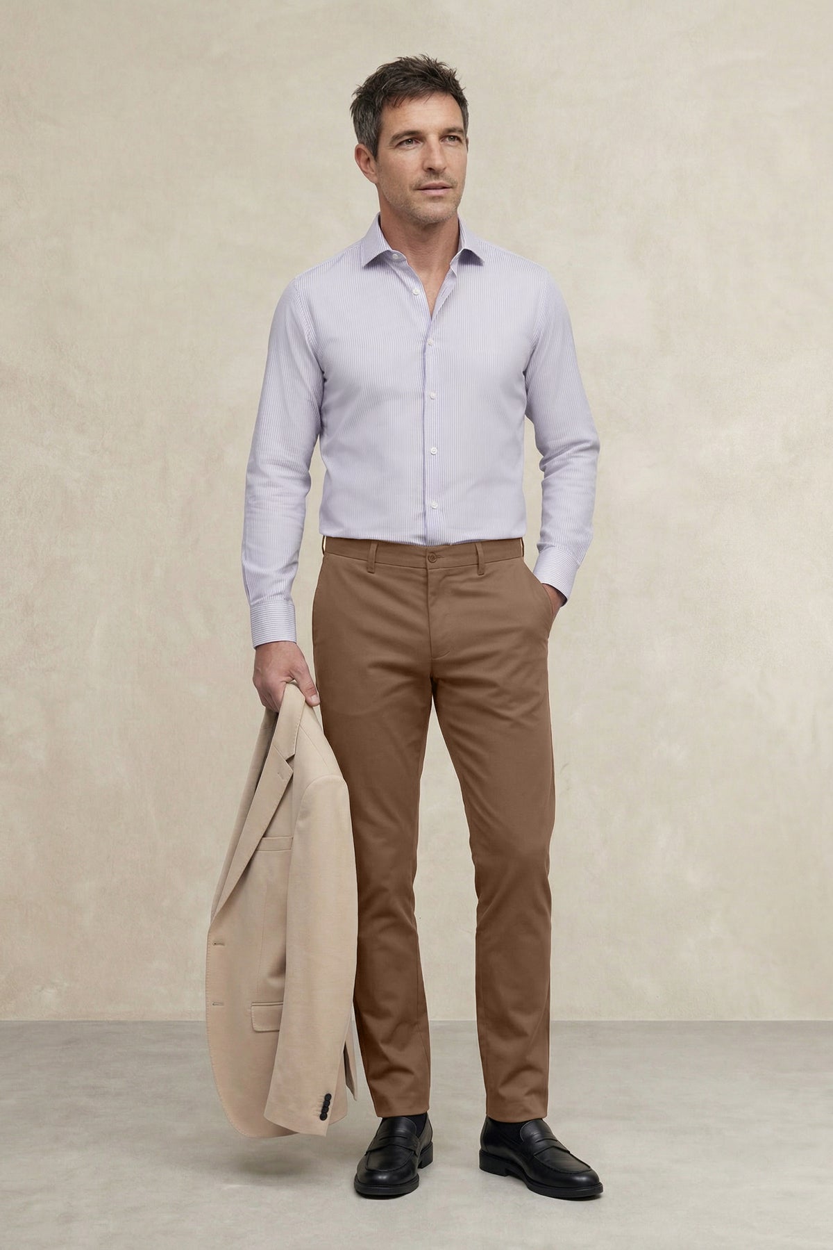 Camisa de vestir hombre estampado rayas morado regular