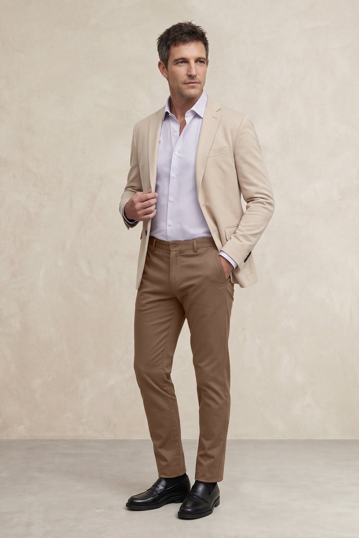 Camisa Social Masculina Riscas Roxa Regular 2