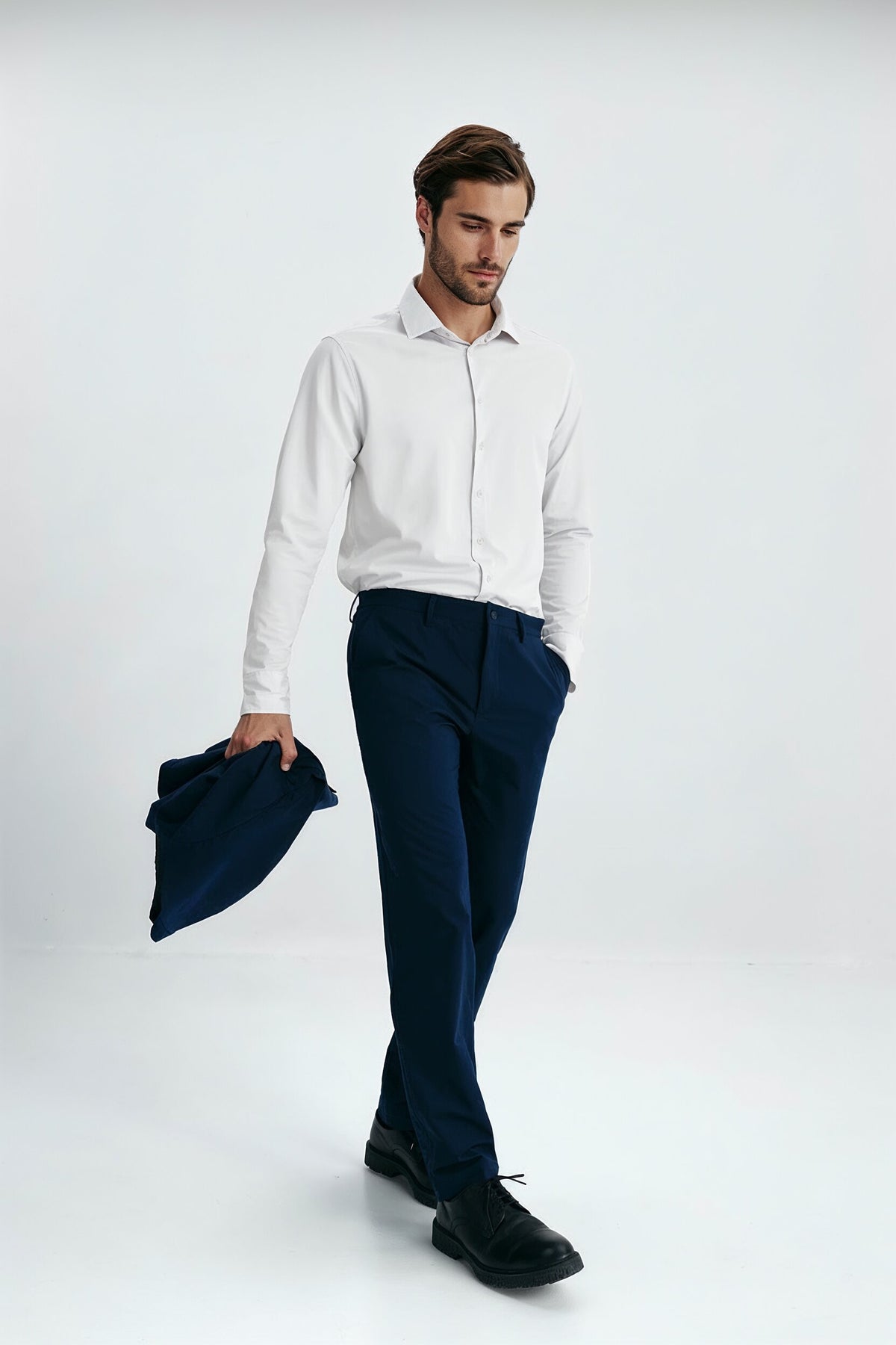 Camisa de vestir hombre blanca regular cuerpo entero