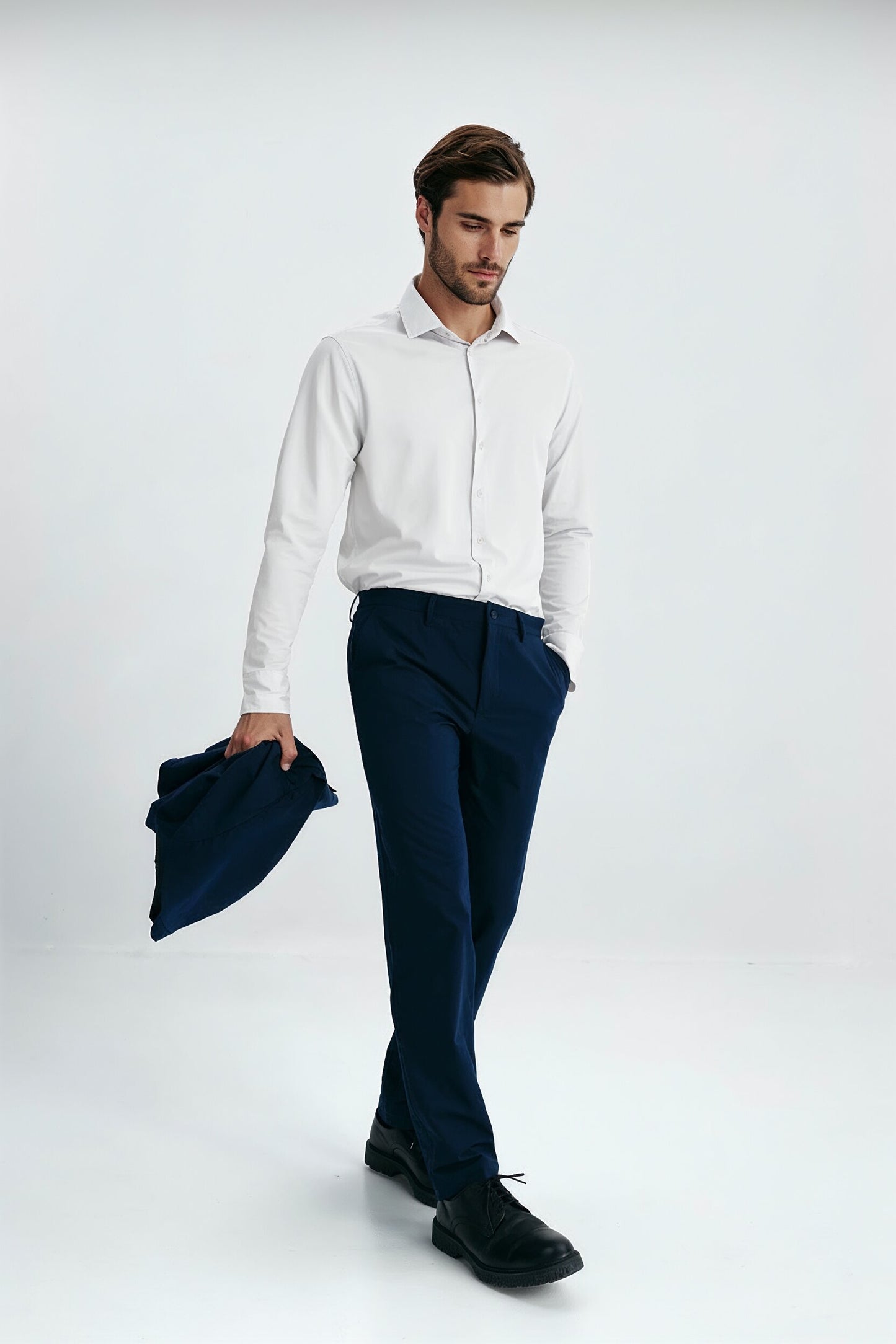 Camisa de vestir hombre blanca regular cuerpo entero