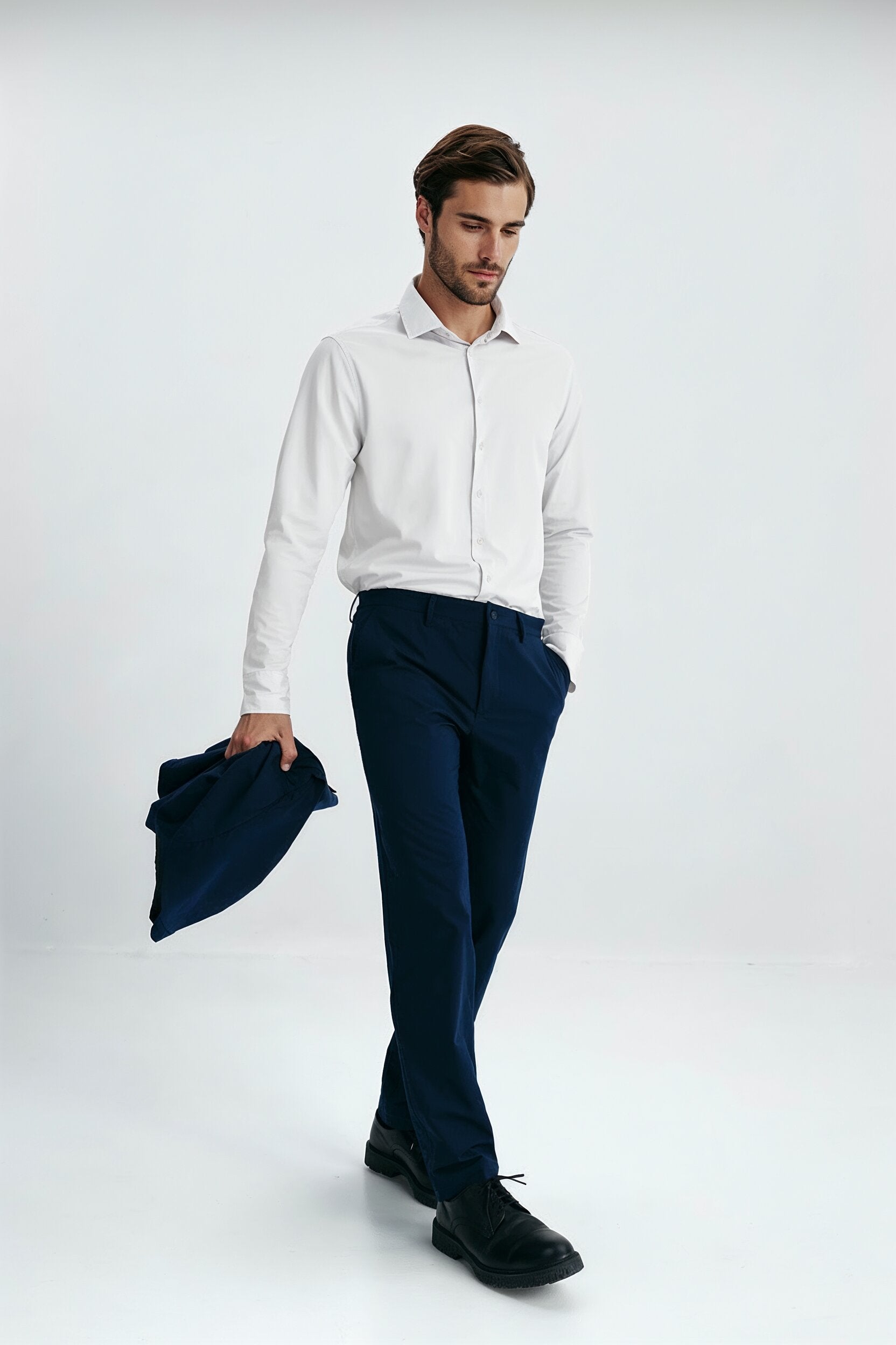 Camisa de vestir hombre blanca regular cuerpo entero