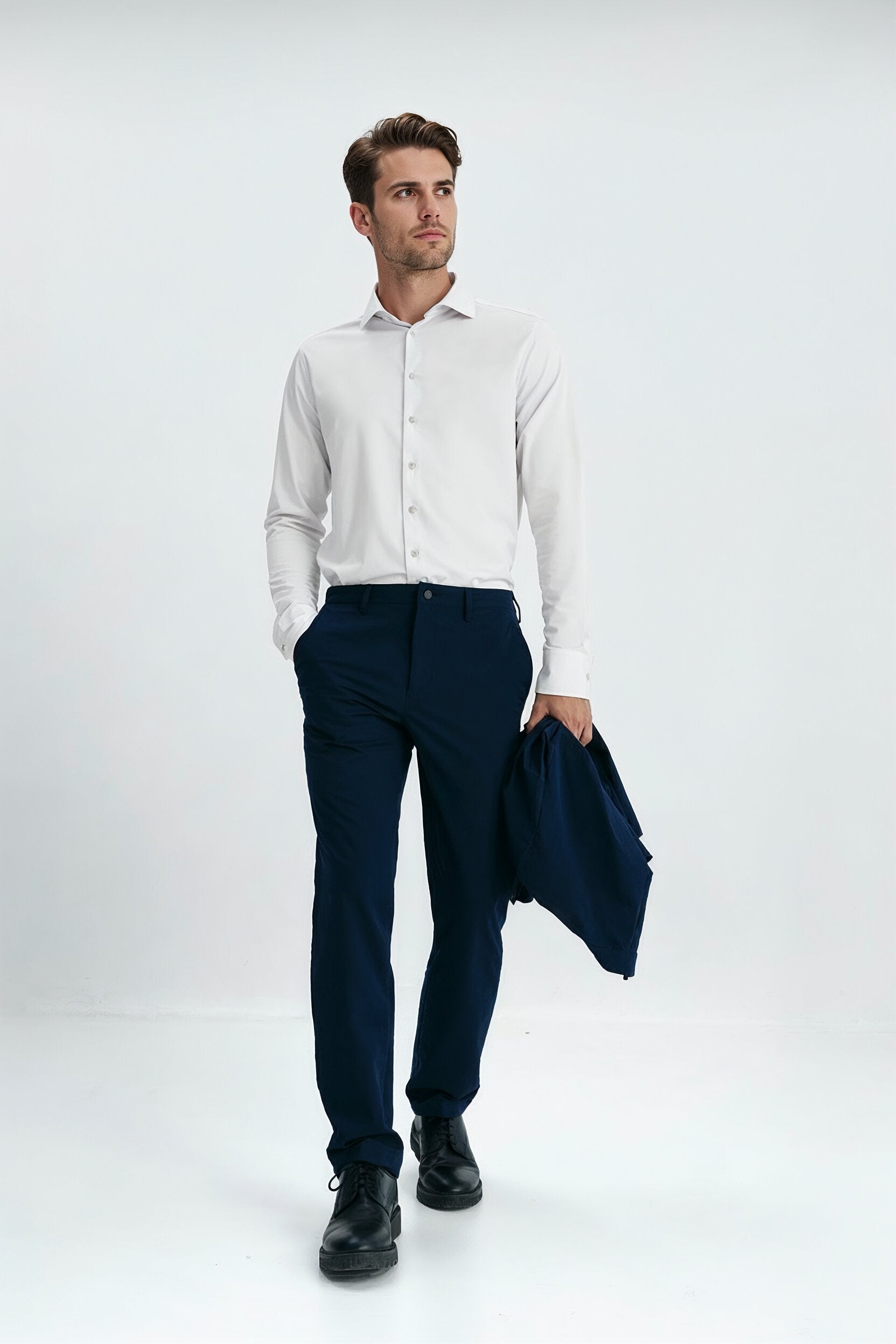 Camisa de vestir hombre blanca regular cuerpo entero 