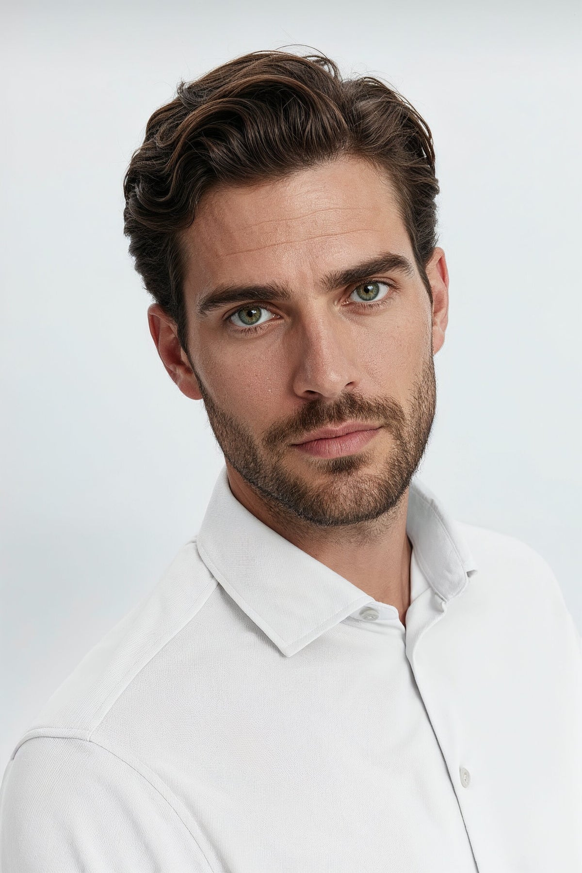 Camisa de vestir hombre blanca regular larga detalle 