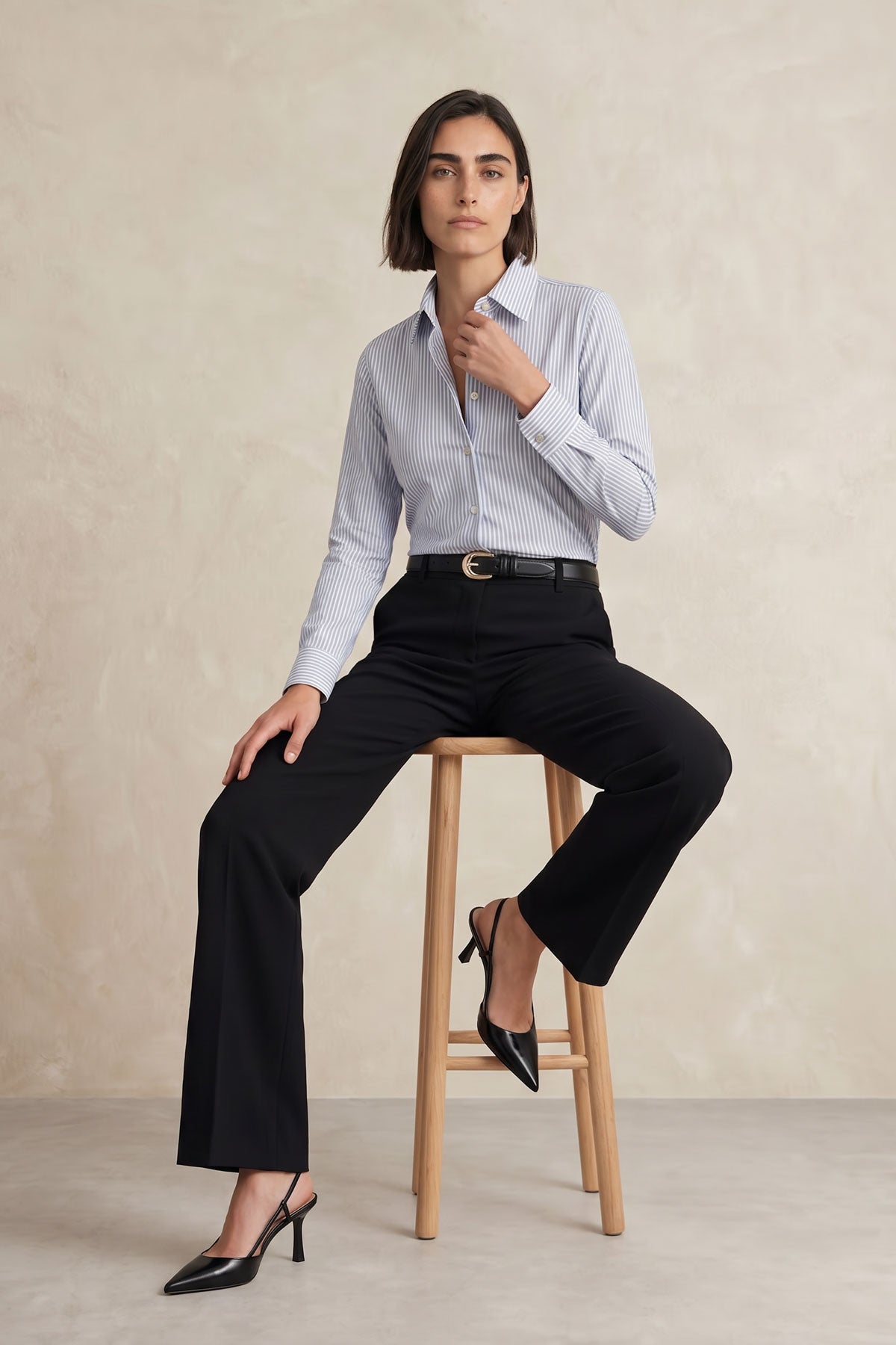Camisa mujer slim azul claro