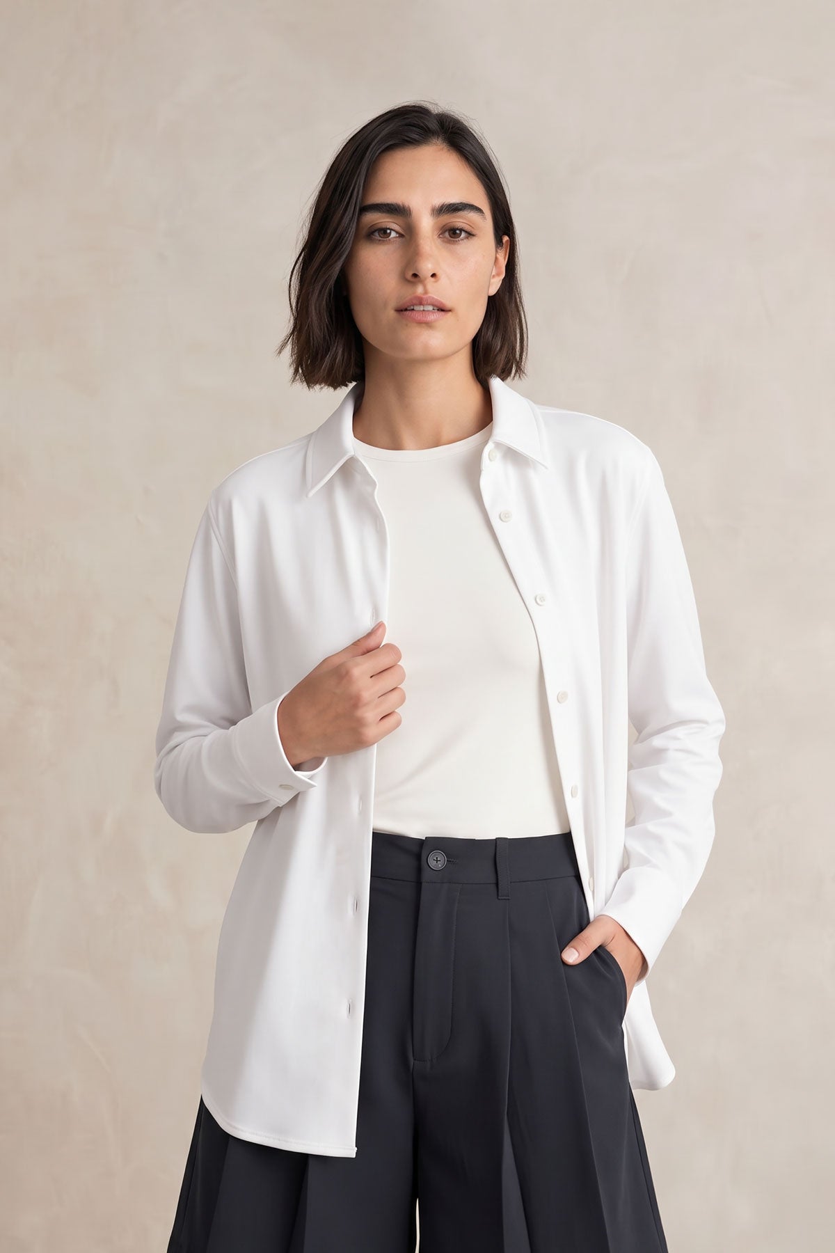 Camisa oversized mujer blanco