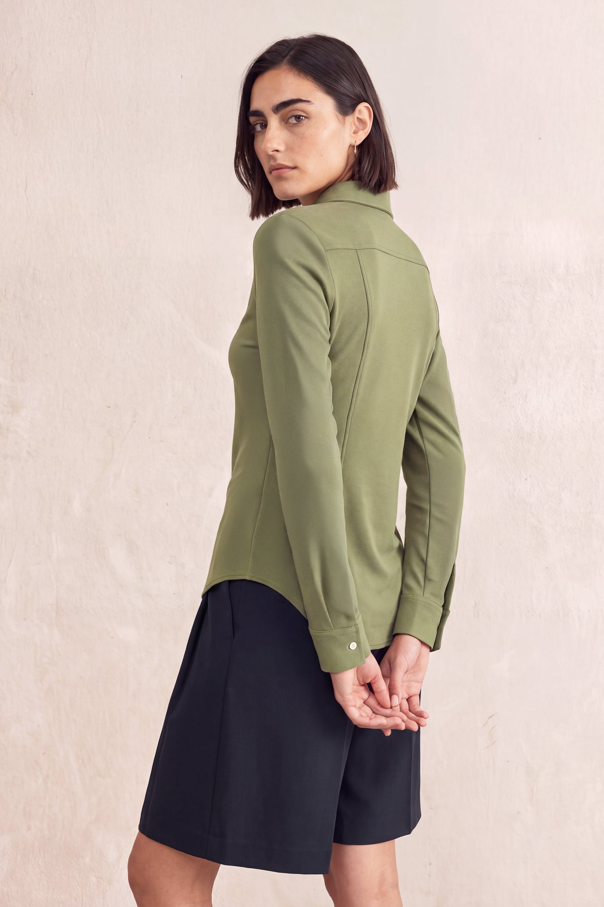 Camisa verde malaquita slim mujer