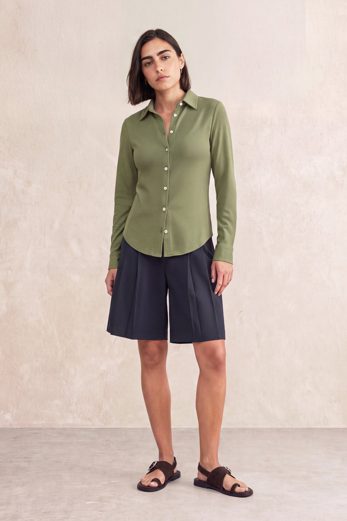 Camisa verde malaquita slim mujer