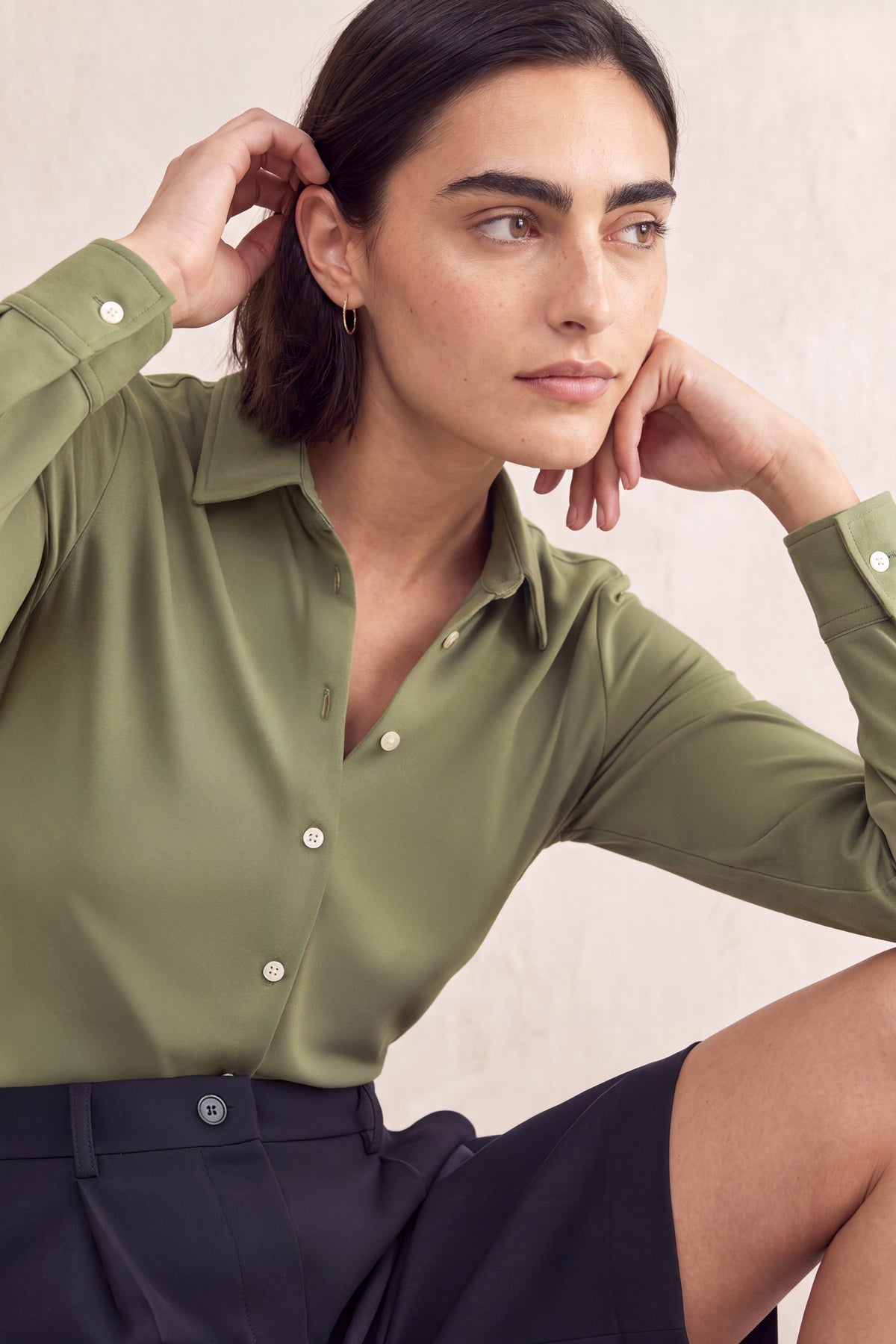 Camisa verde malaquita slim mujer
