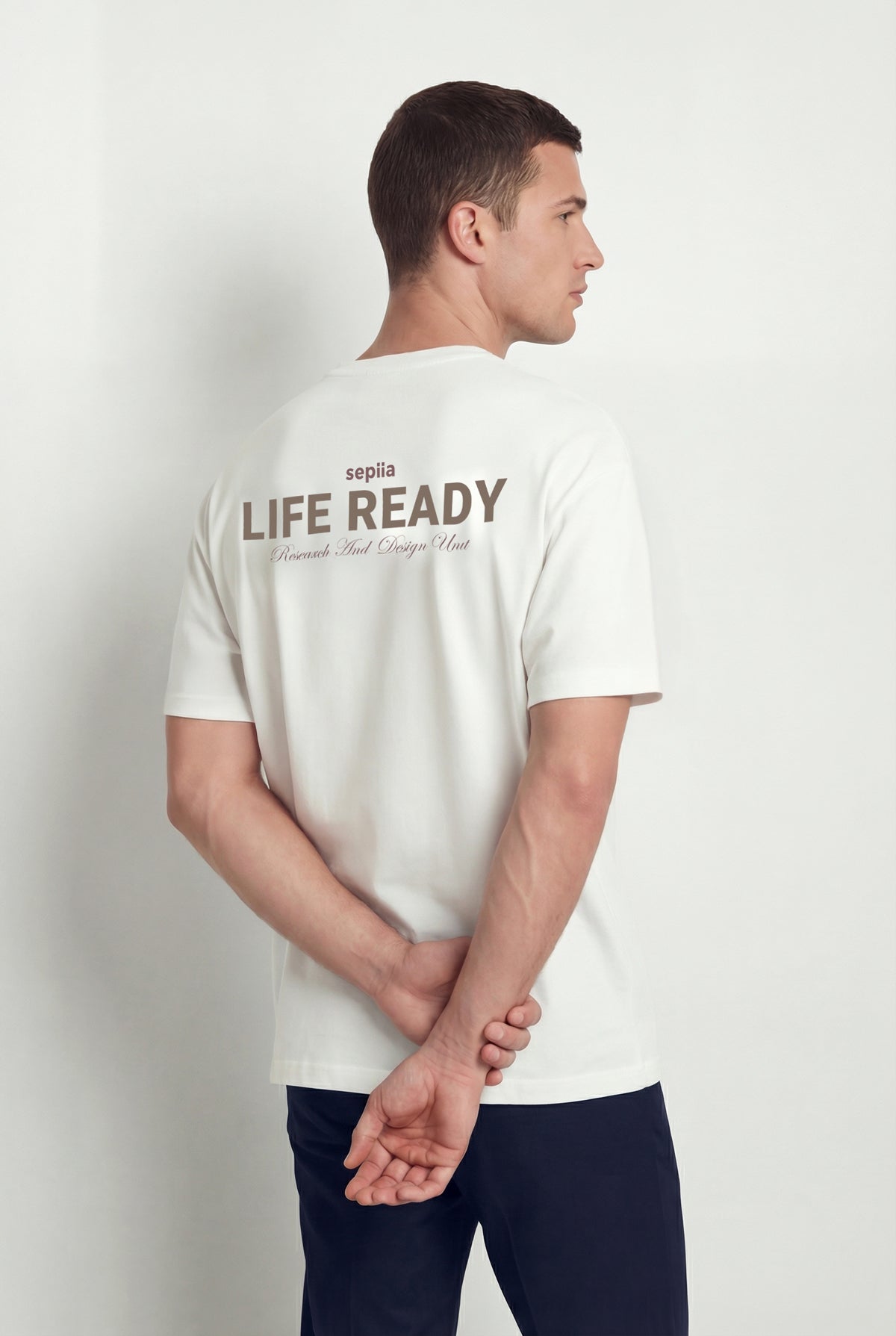 Camiseta hombre cuello redondo blanca Soft detalle espalda