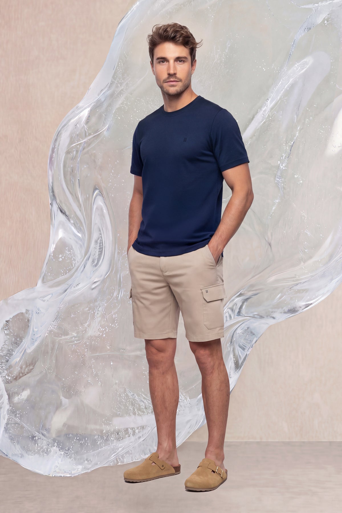 Camiseta hombre azul oscuro Ice