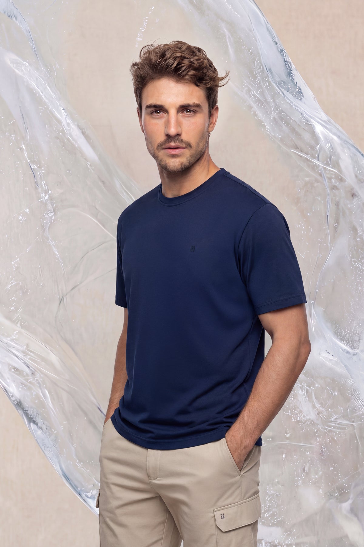 Camiseta hombre azul oscuro Ice