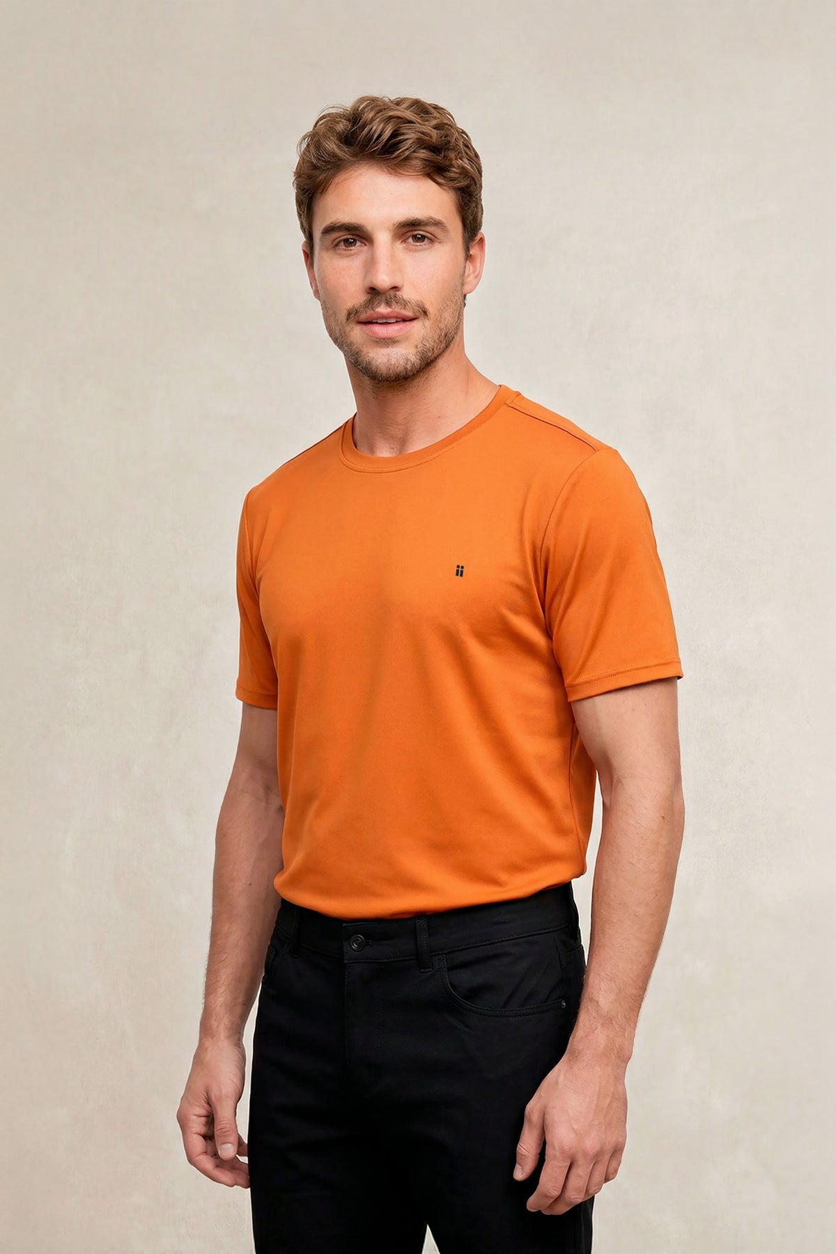 Camiseta hombre cuello redondo marrón Soft