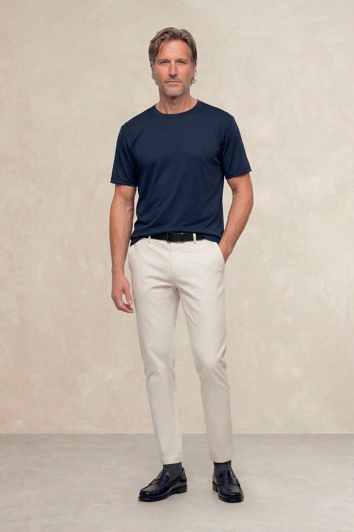 Camiseta hombre cuello redondo azul oscuro Soft