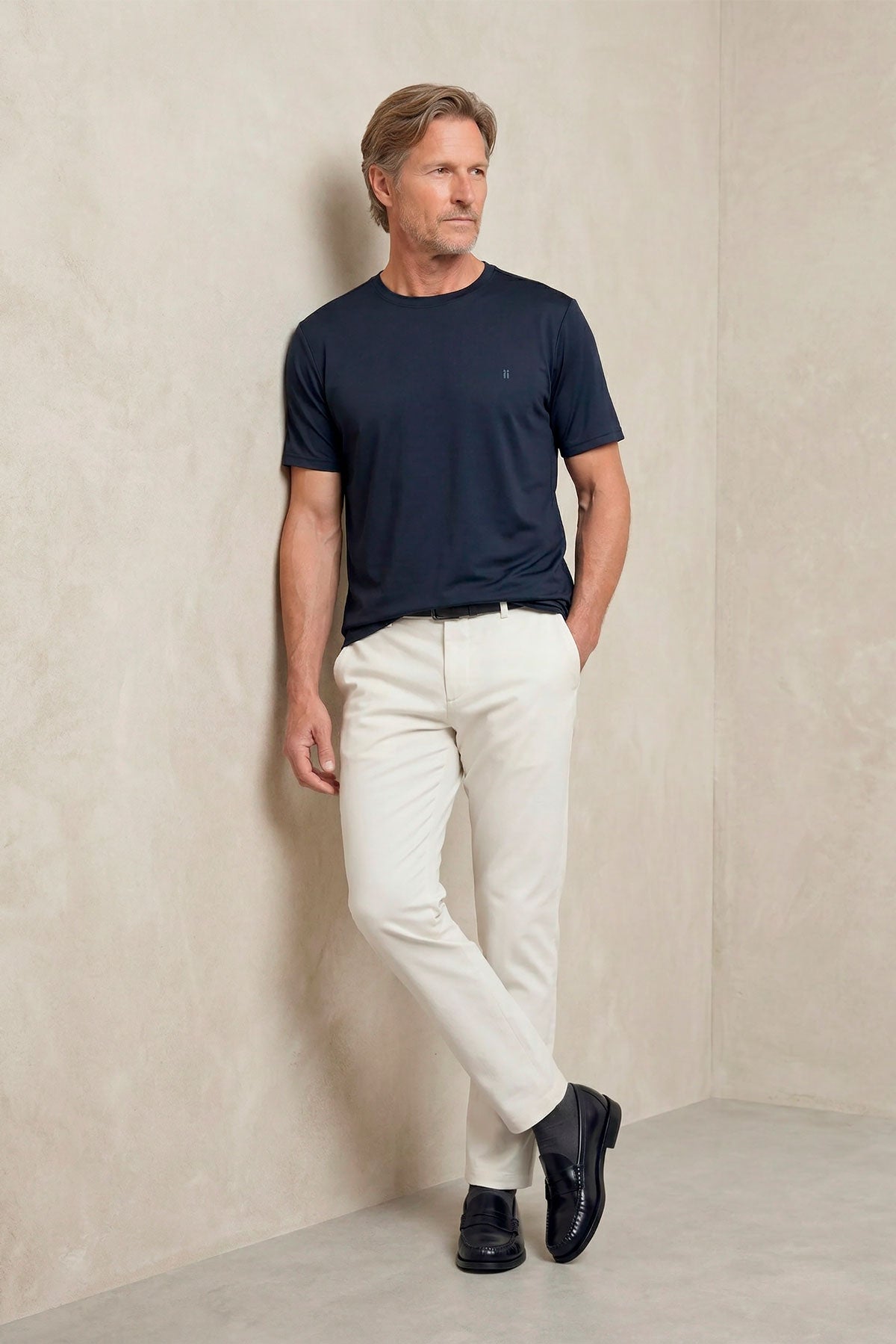 Camiseta hombre cuello redondo azul oscuro Soft