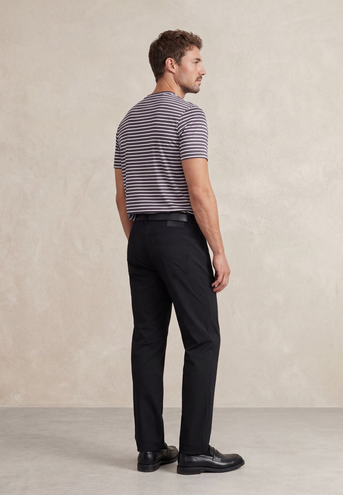T-shirt de homem gola redonda com estampa listrada ameixa Soft