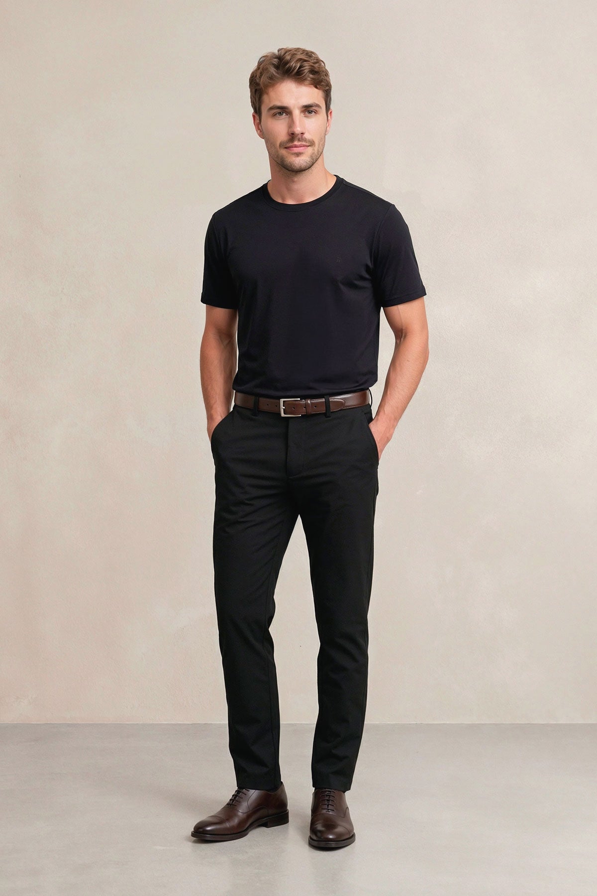 Camiseta Masculina Gola Redonda Preta Soft Light