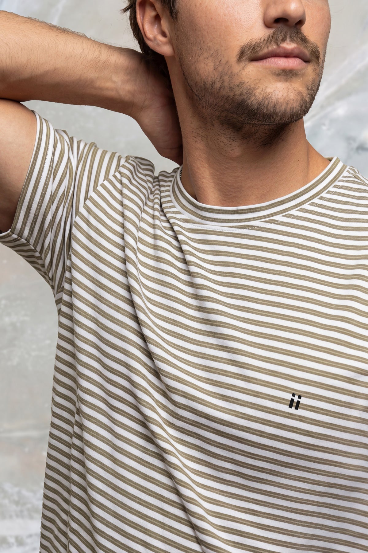 Camiseta hombre estampado rayas beige Ice