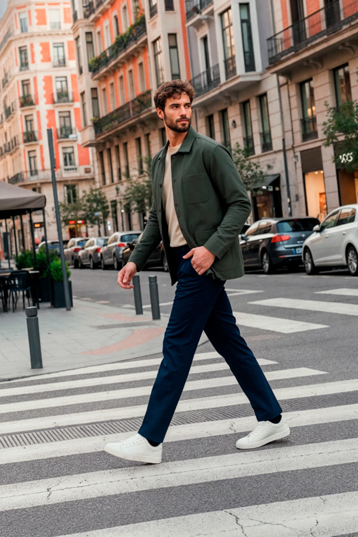 Chaqueta worker hombre verde Nova andando