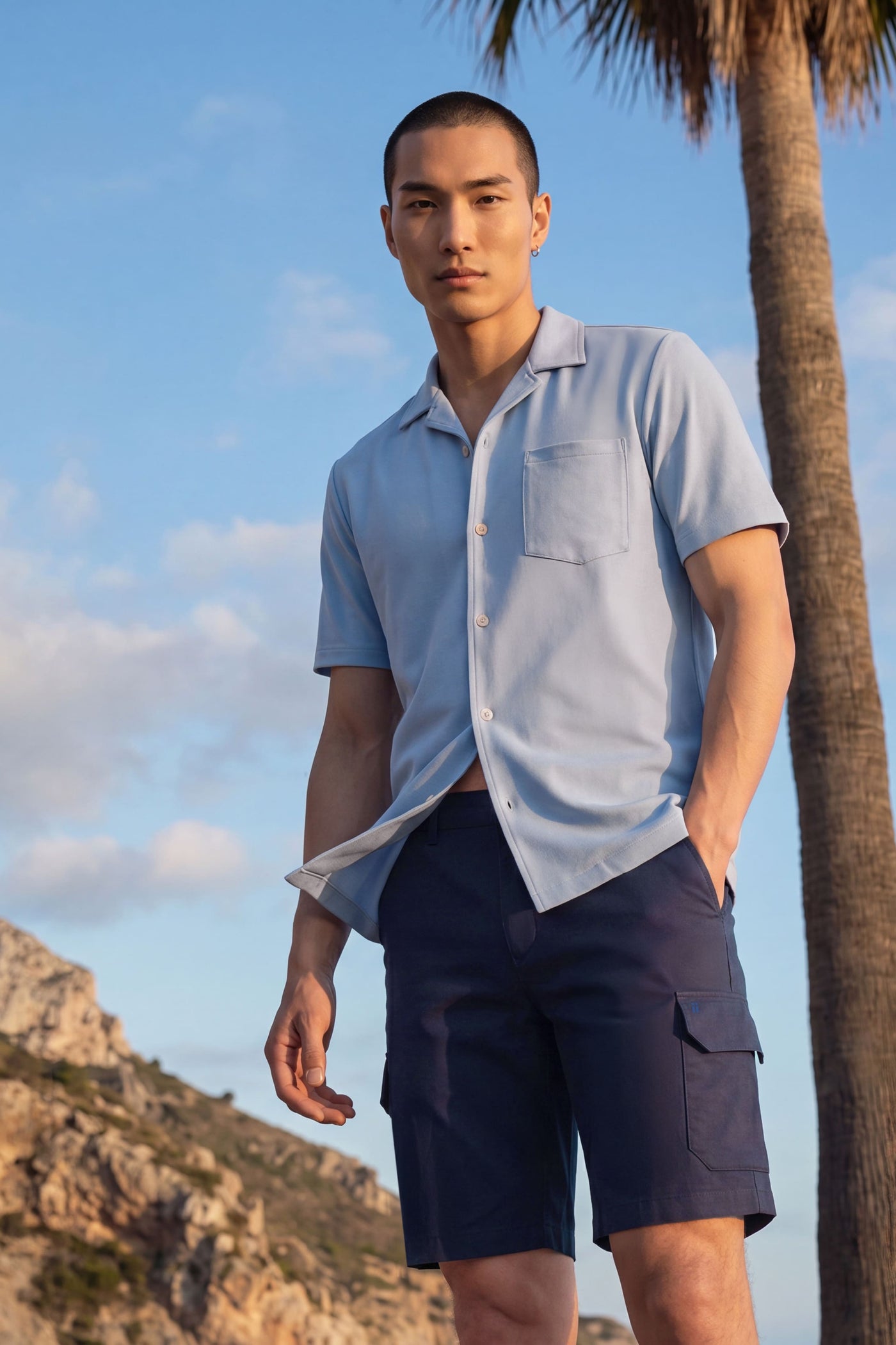 Bermuda cargo hombre azul oscuro