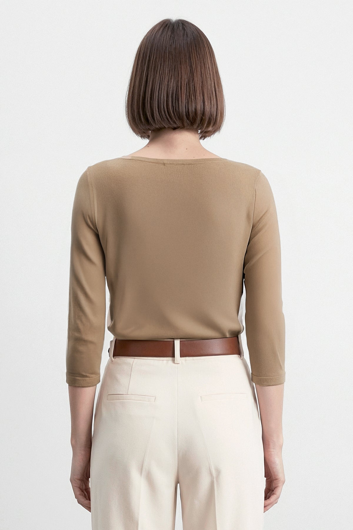 Camiseta mujer cuello barco manga 3/4 oak espalda