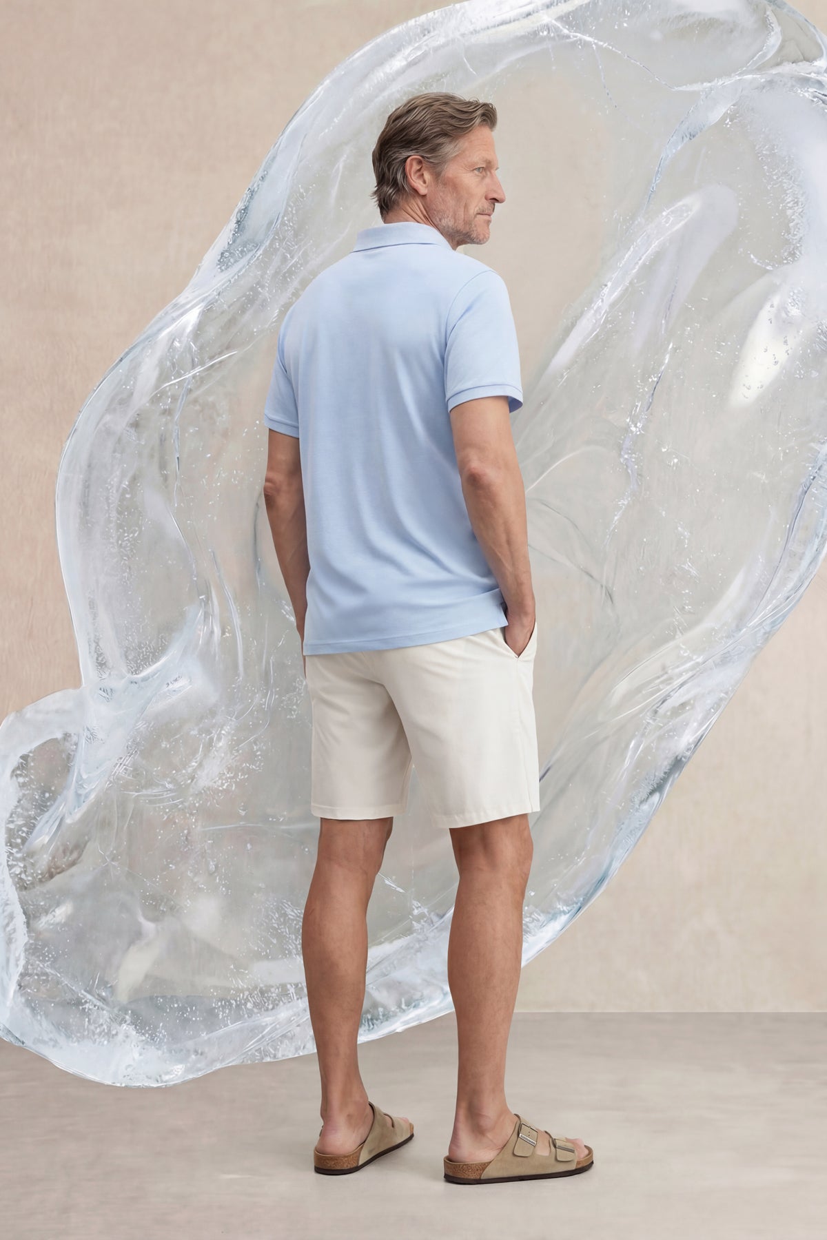 Polo manga corta hombre azul claro Ice
