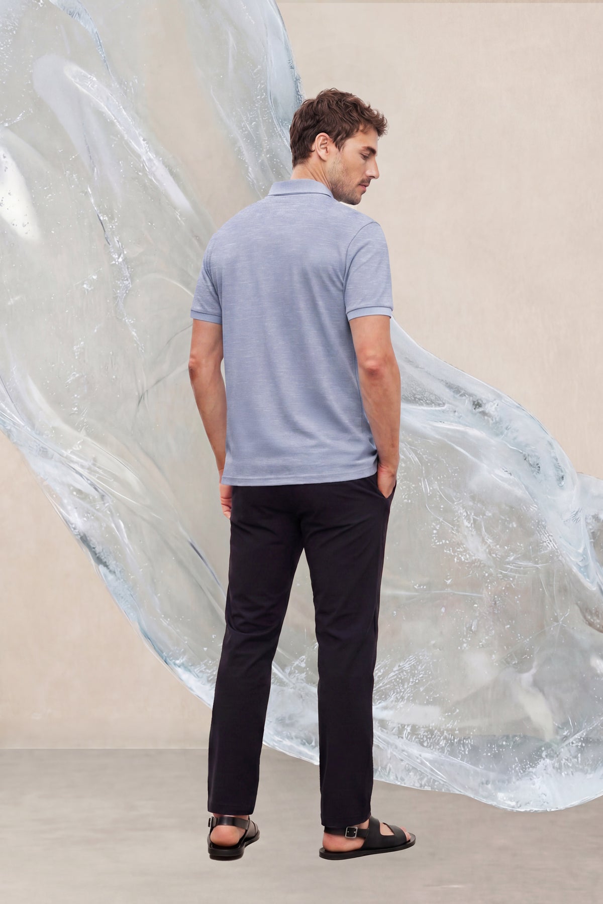 Polo manga corta hombre estampado azul claro Ice