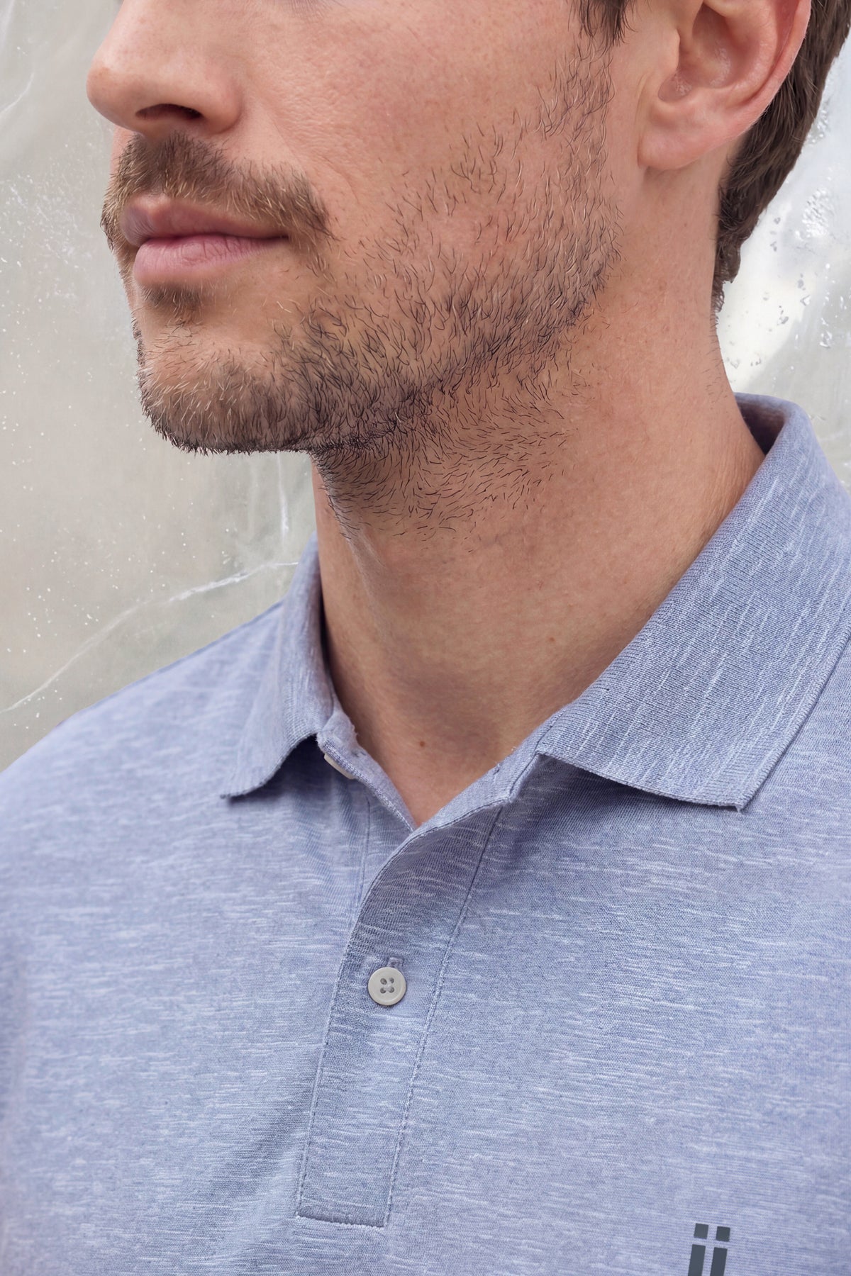 Polo manga corta hombre estampado azul claro Ice