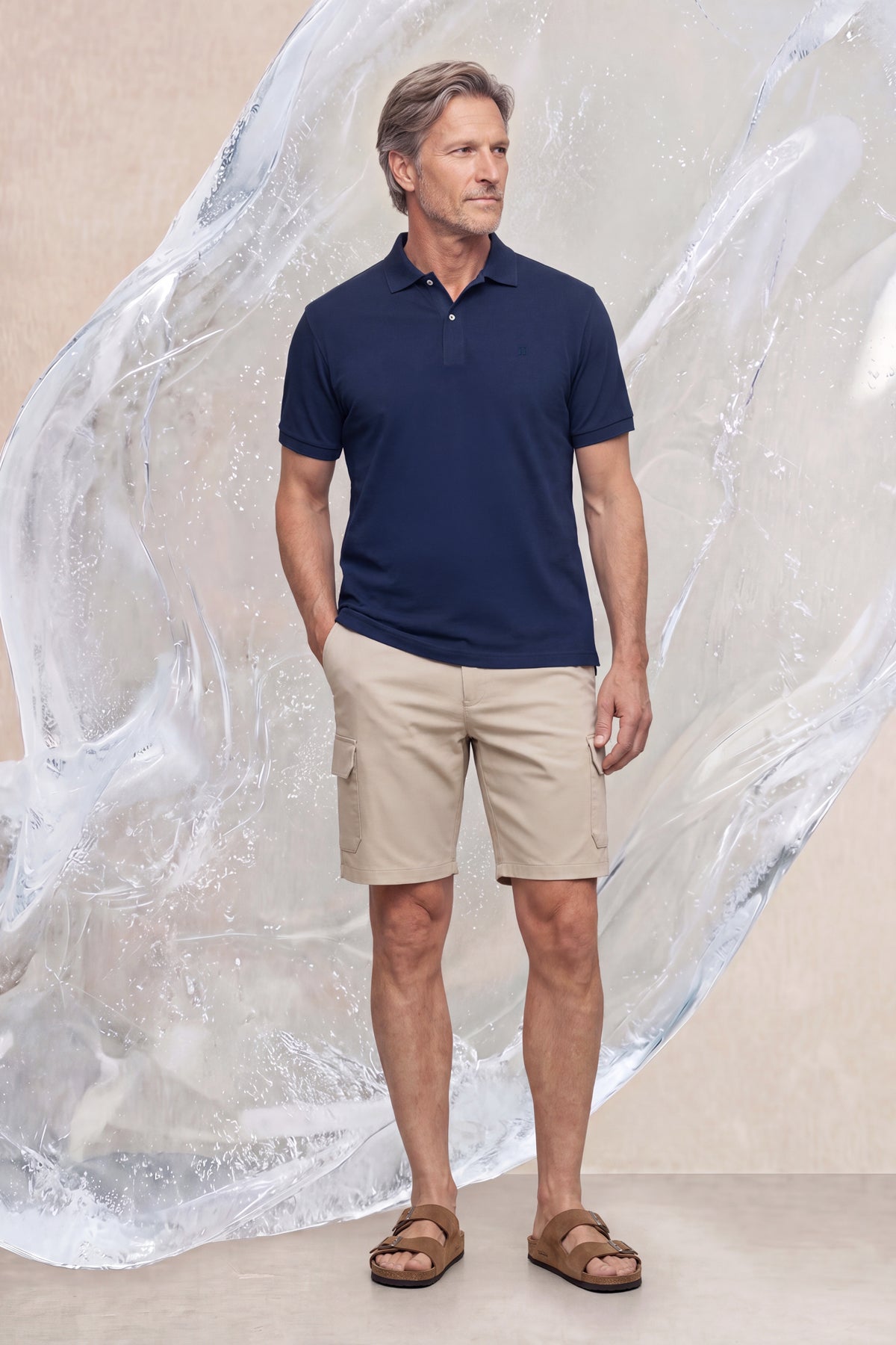 Polo manga corta hombre azul oscuro Ice