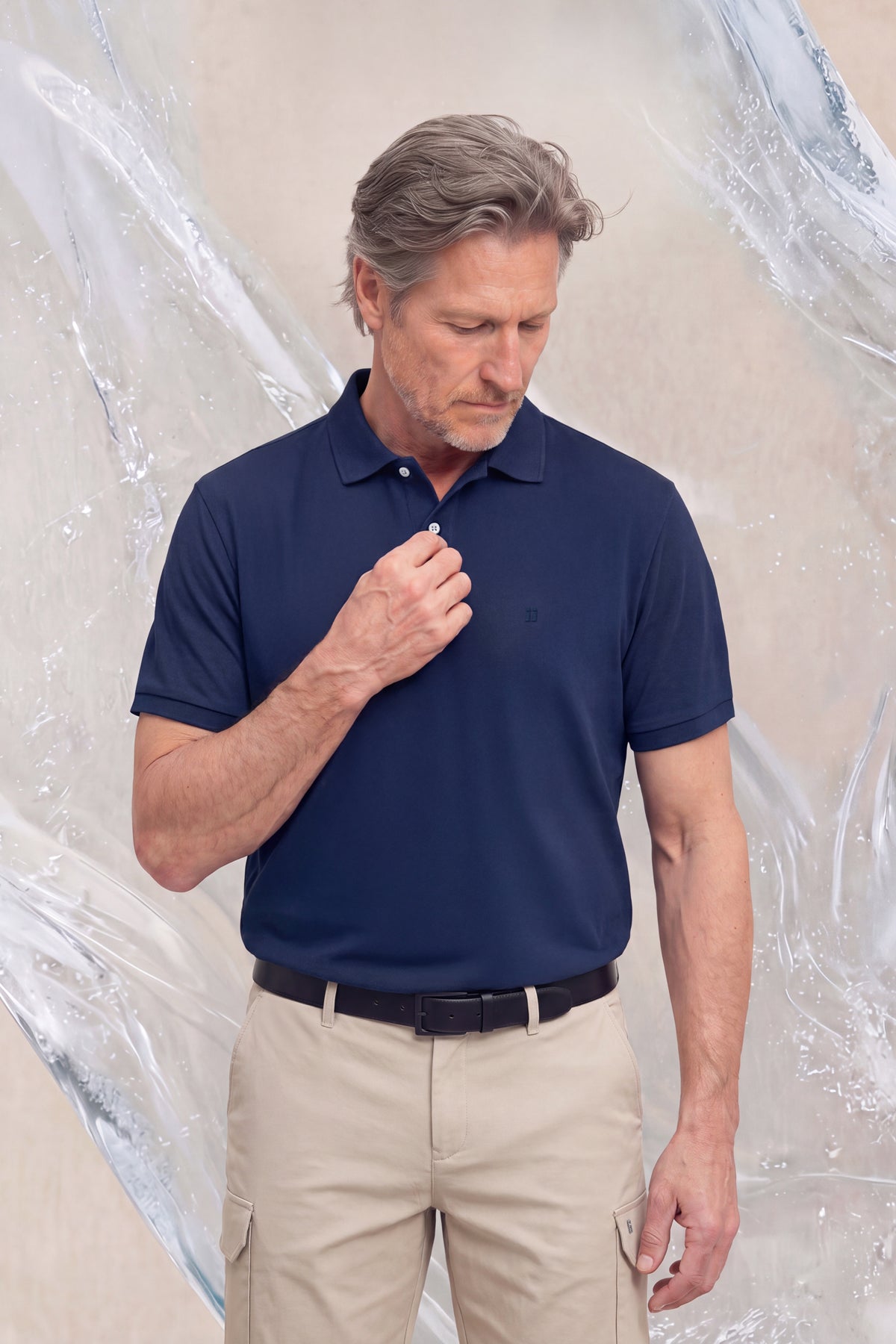 Polo manga corta hombre azul oscuro Ice