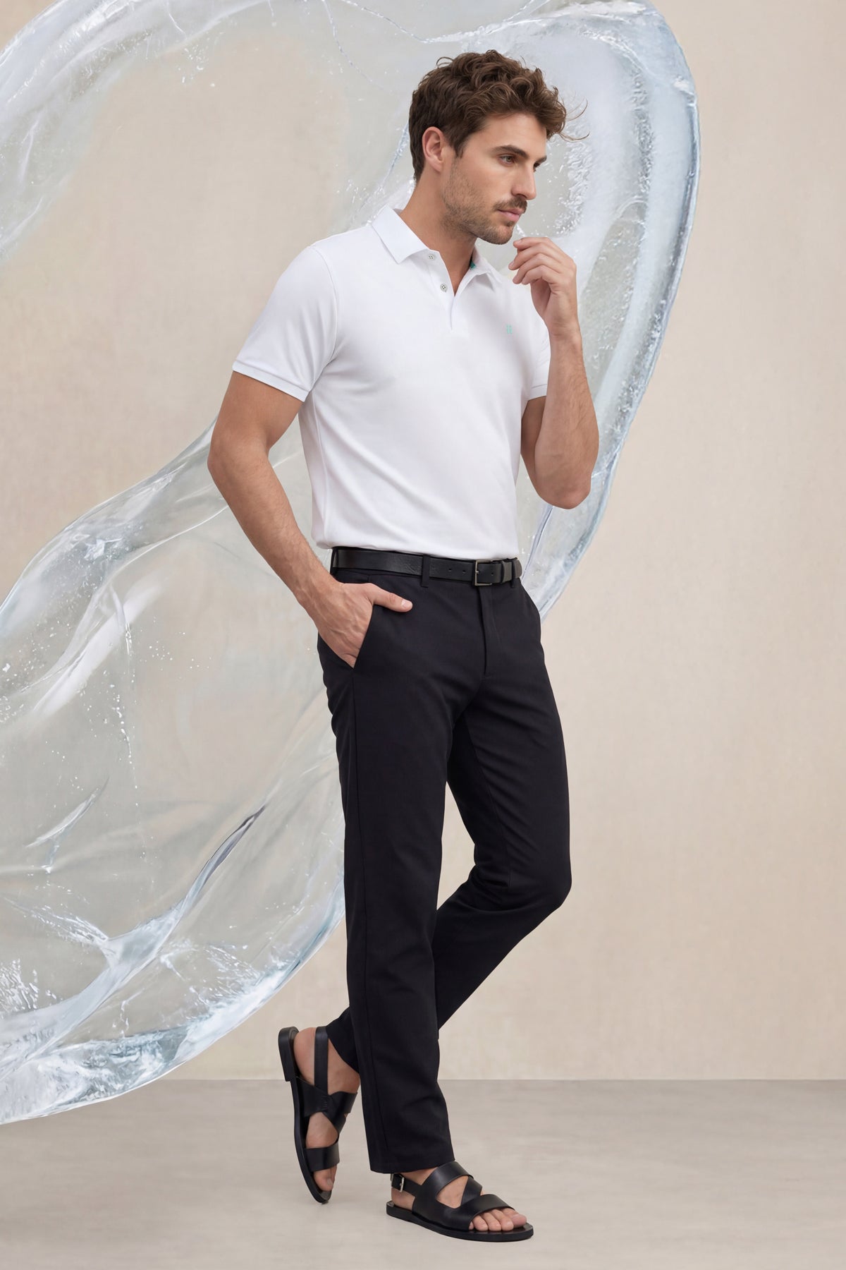 Polo manga corta hombre blanco Ice